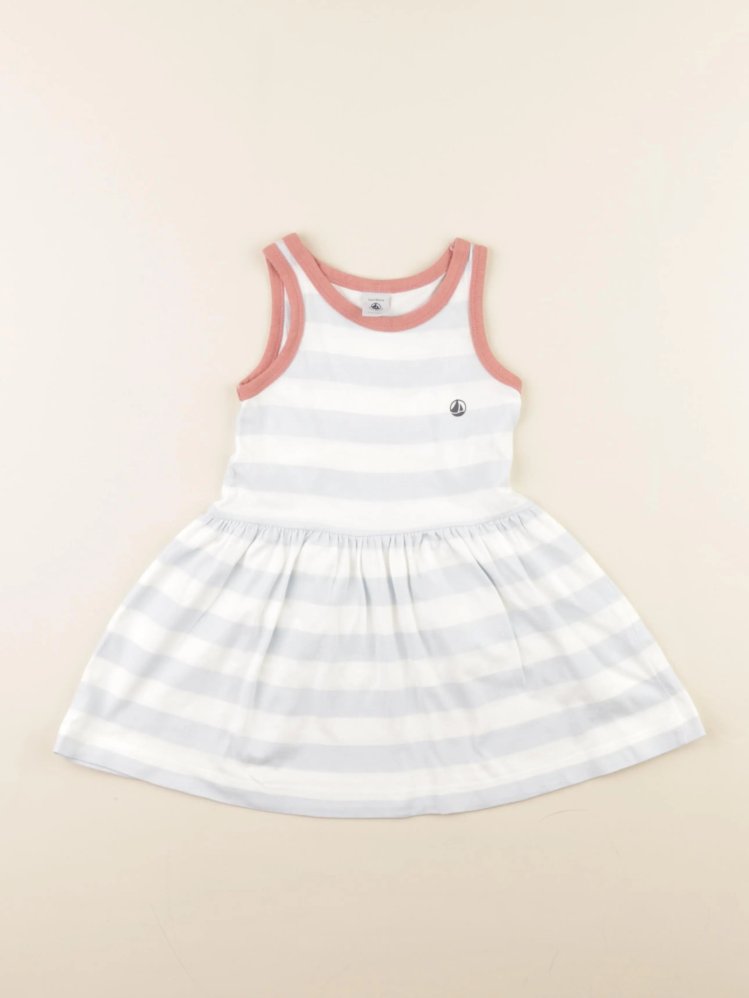 Petit Bateau - robe blanc, bleu - 4 ans