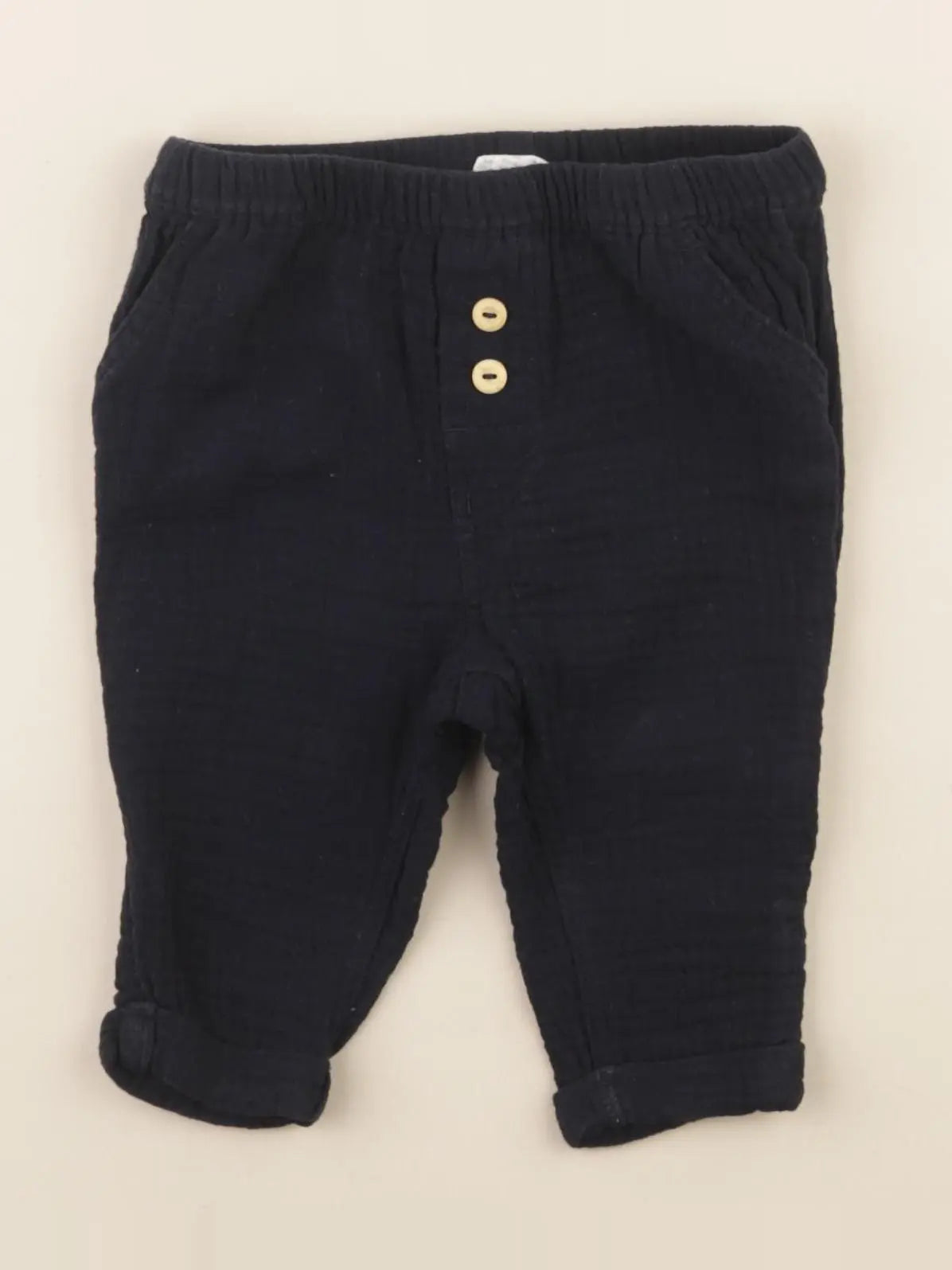 H&M - pantalon bleu - 2/4 mois