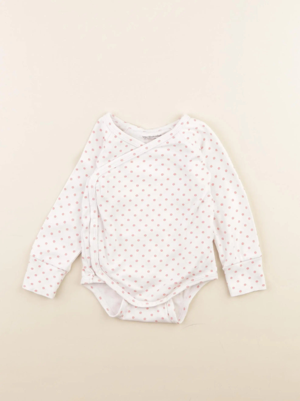 Vertbaudet - body blanc, rose - 12 mois
