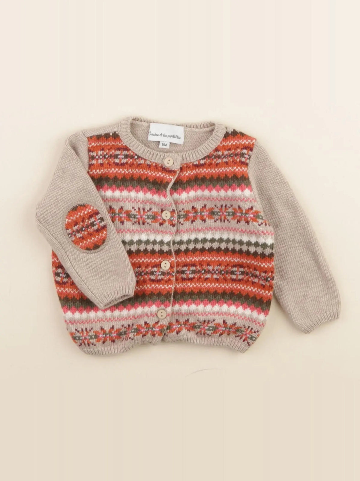 Arsène et les pipelettes - gilet multicolore - 6 mois