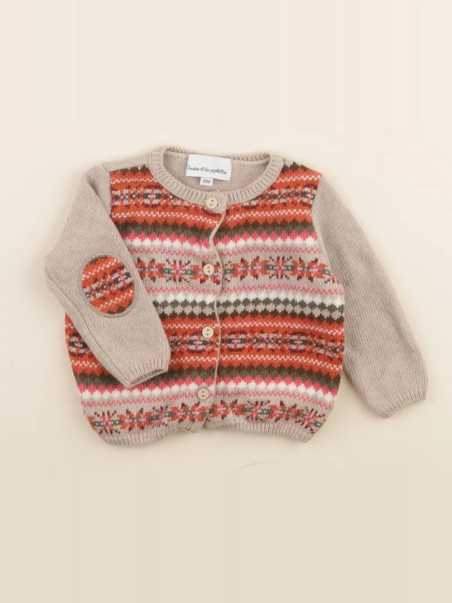 Arsène et les pipelettes - gilet multicolore - 6 mois