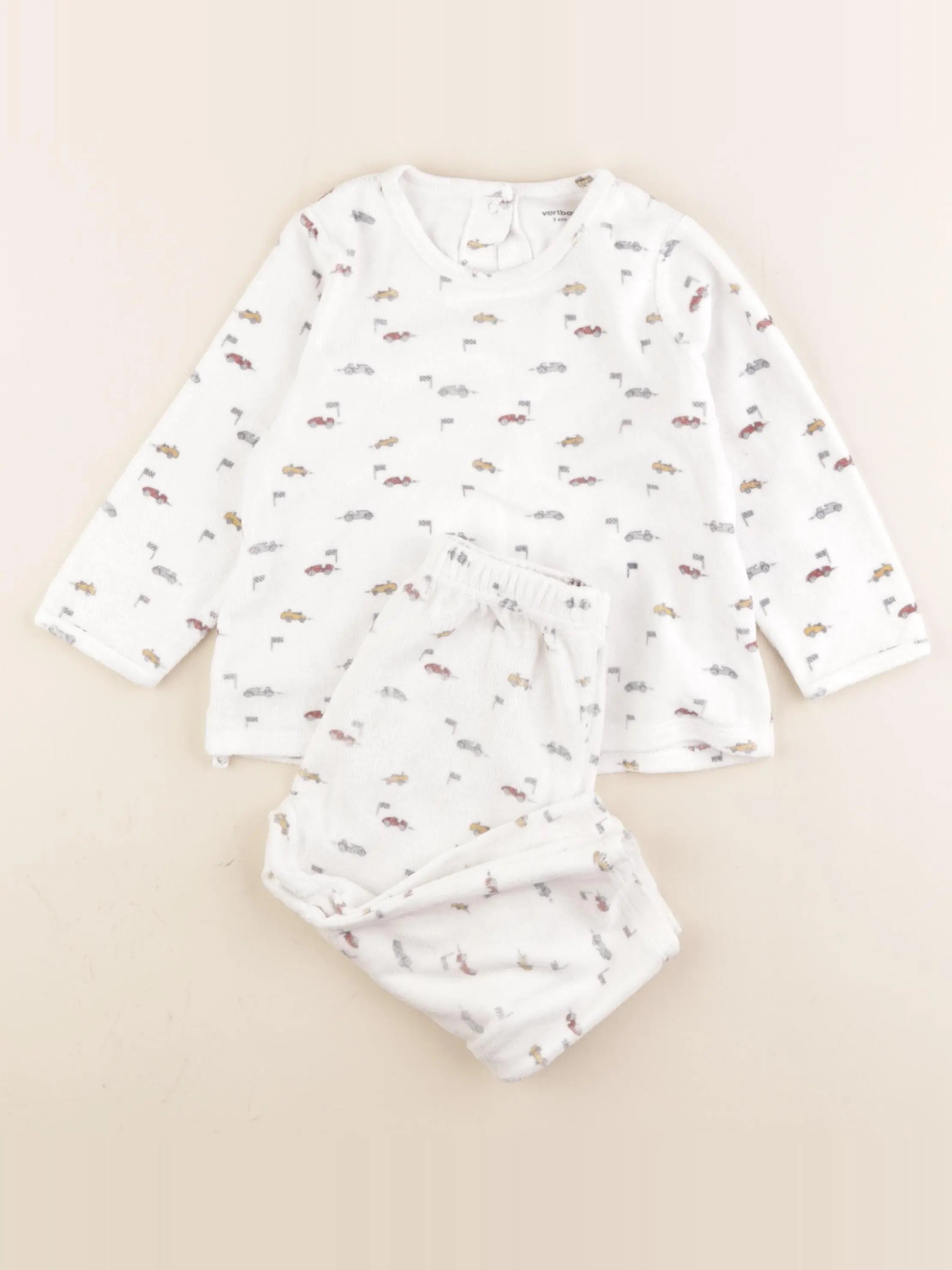Vertbaudet - pyjama velours blanc - 3 ans
