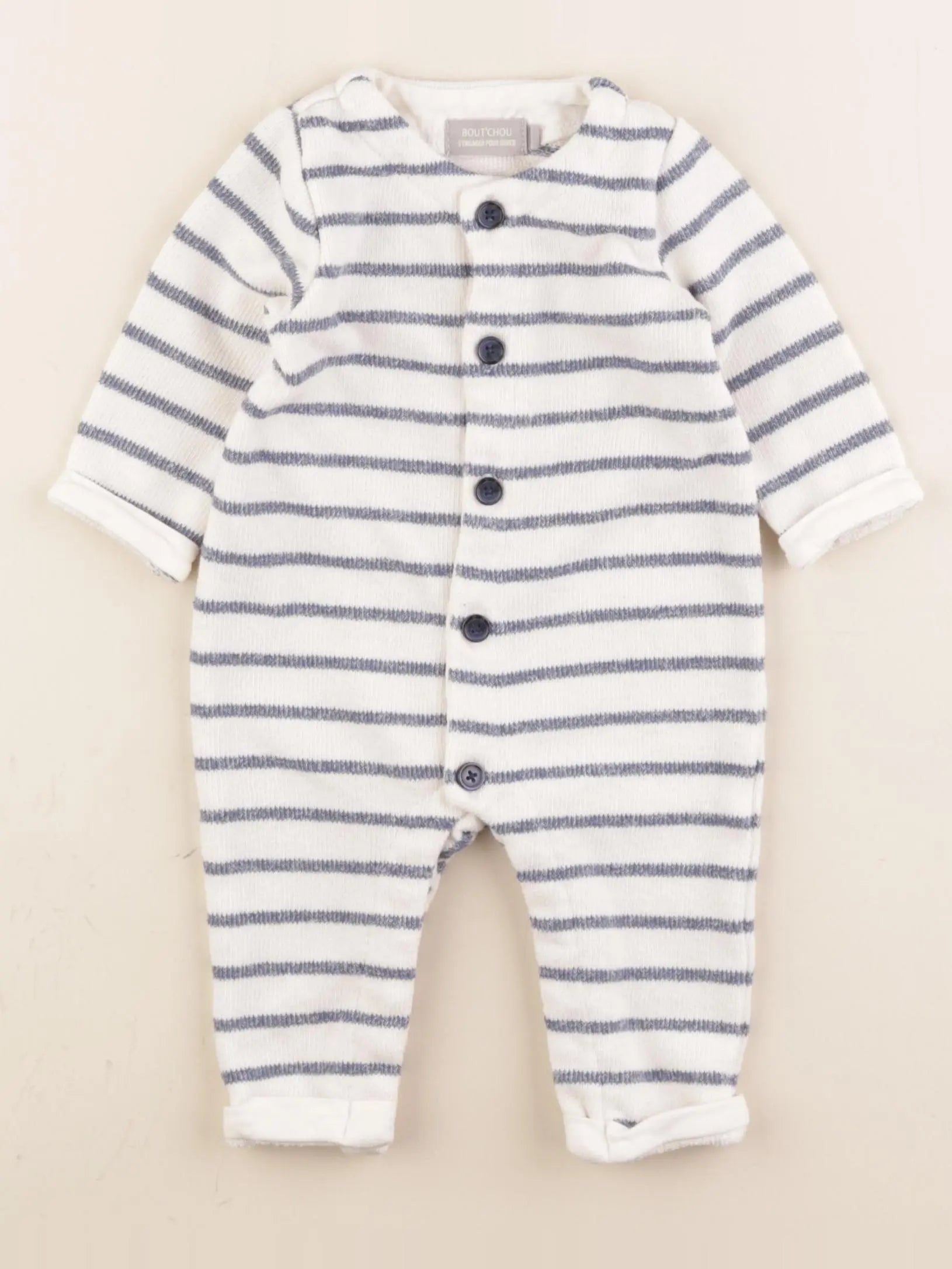 Boutchou - combinaison blanc, bleu - 3 mois