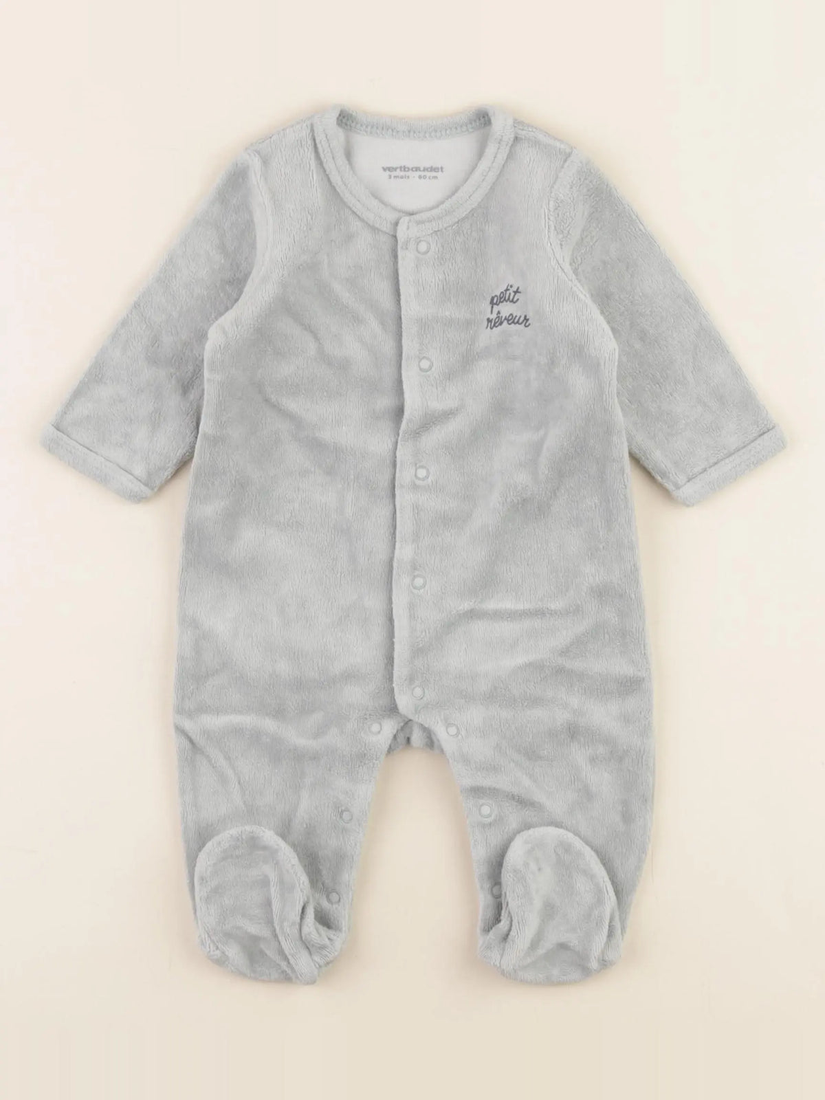 Vertbaudet - pyjama velours vert - 3 mois