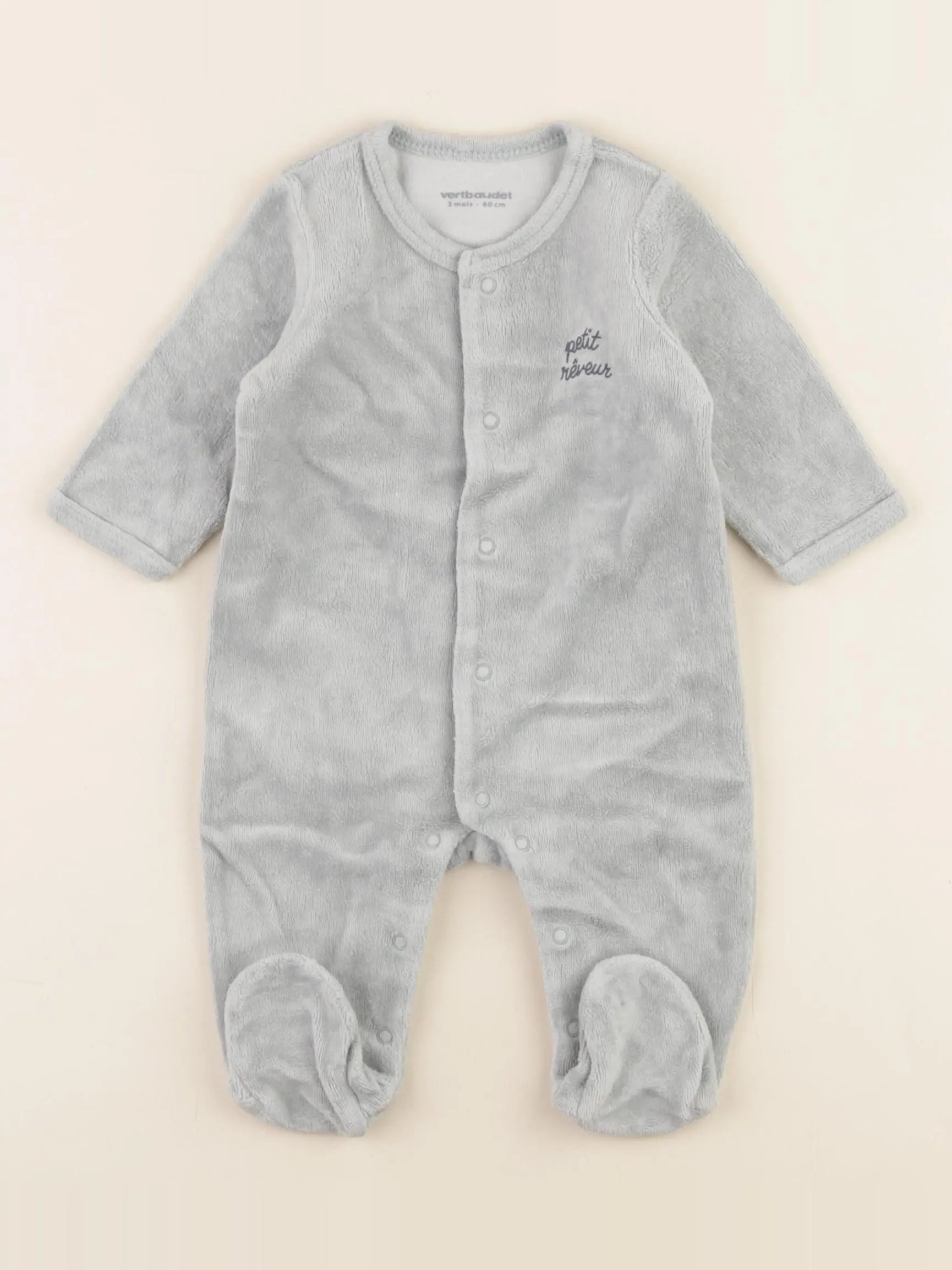 Vertbaudet - pyjama velours vert - 3 mois
