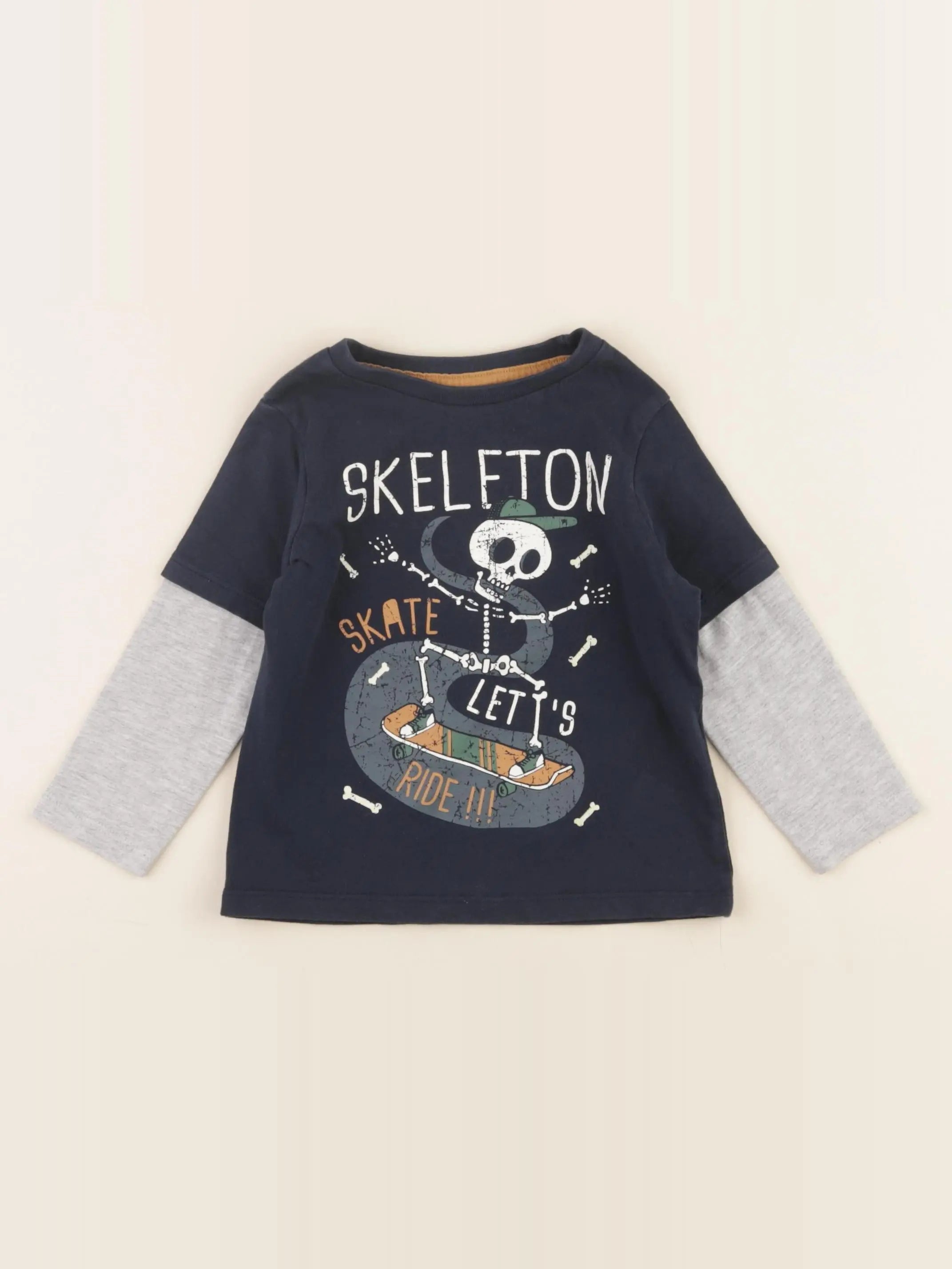 Vertbaudet - tee-shirt bleu, gris - 2 ans