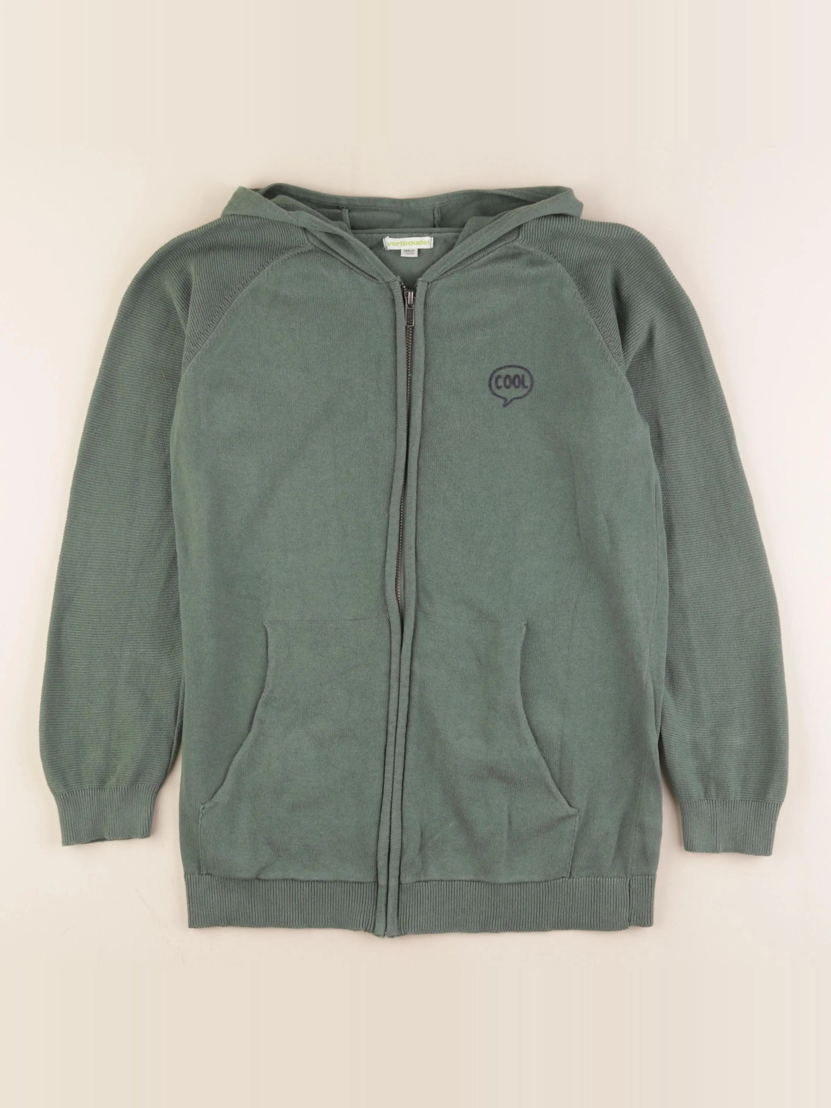 Vertbaudet - gilet coton vert - 14 ans