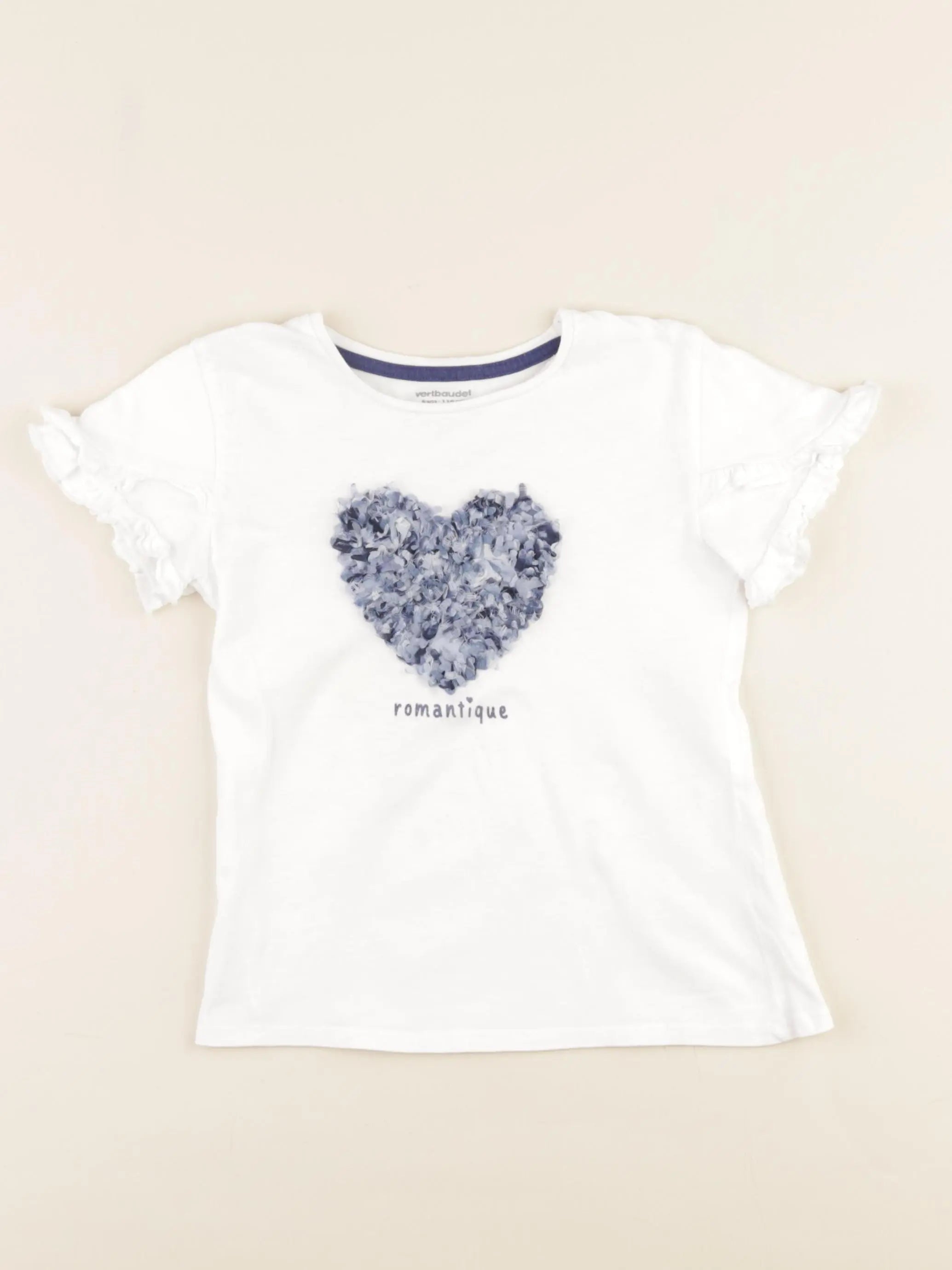 Vertbaudet - tee-shirt blanc, bleu - 6 ans