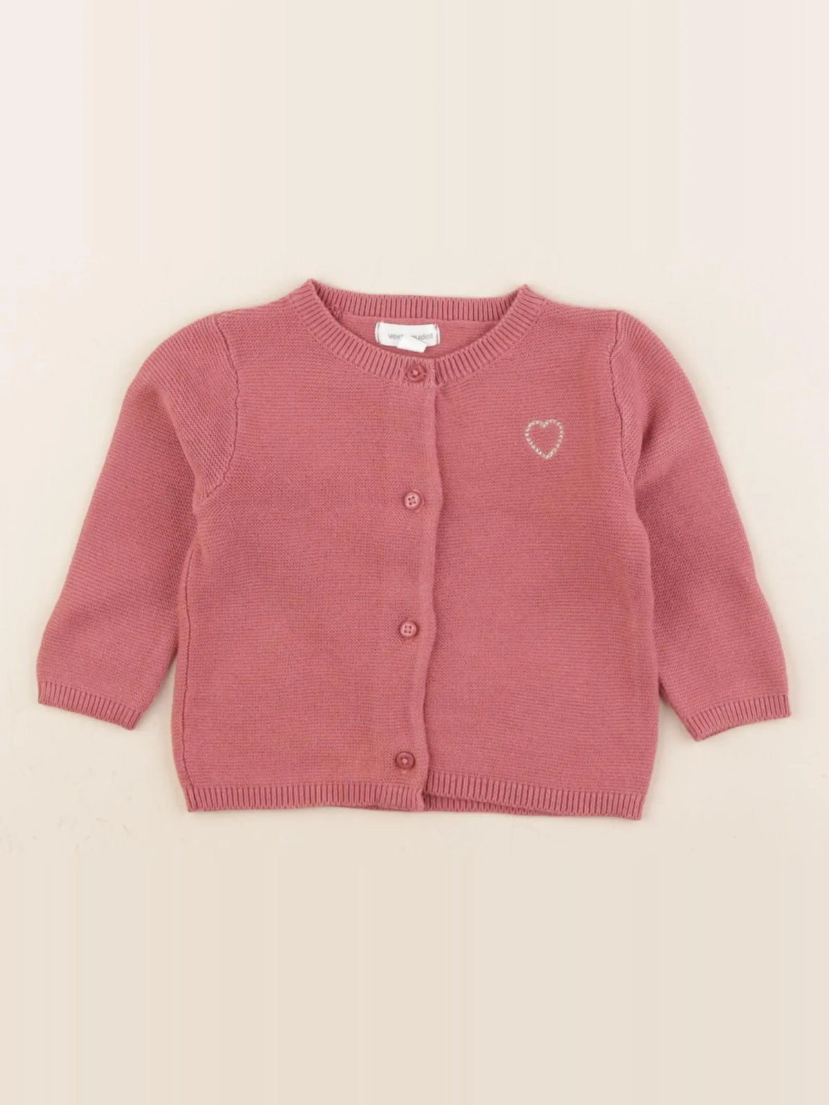 Vertbaudet - gilet rose, or - 3 mois