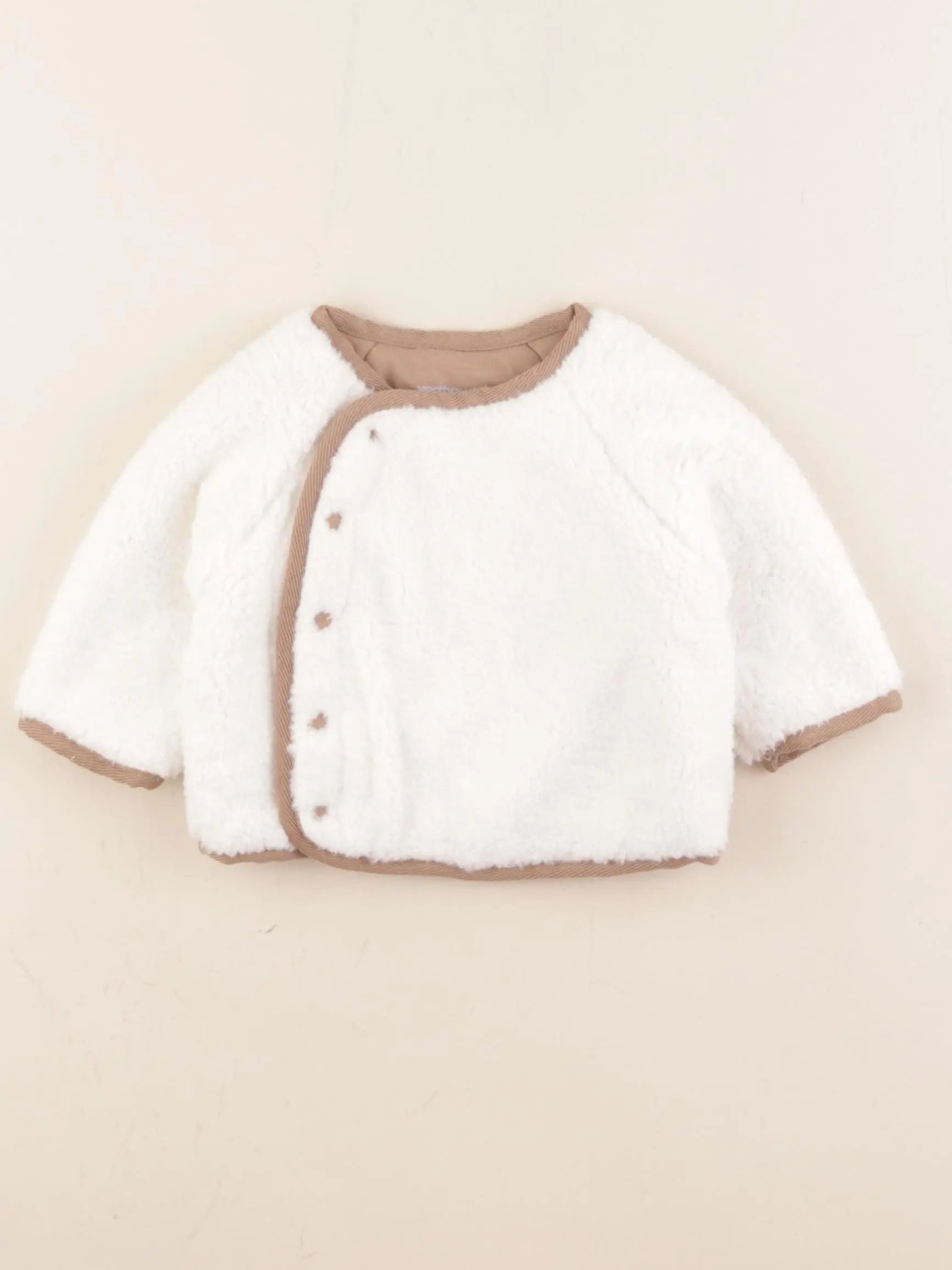 Vertbaudet - veste blanc, marron - 1 mois