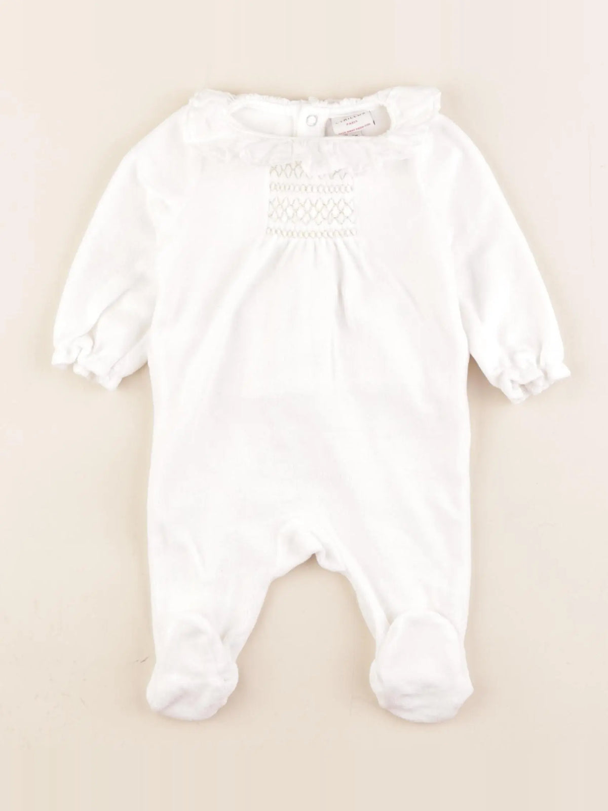 Cyrillus - pyjama velours or, blanc - 3 mois