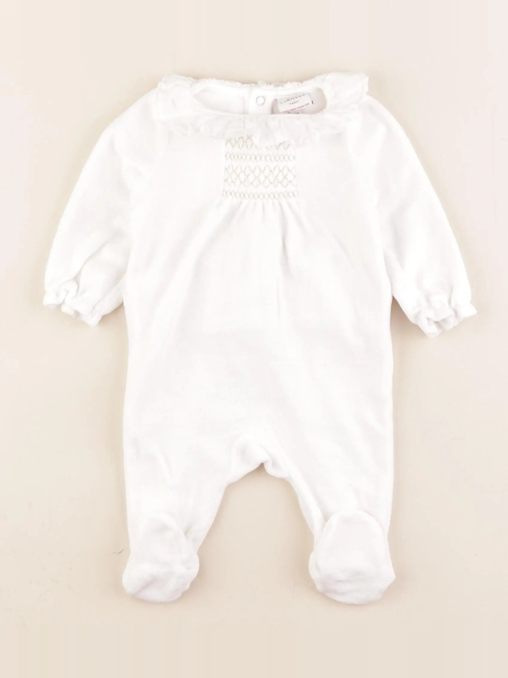 Cyrillus - pyjama velours or, blanc - 3 mois