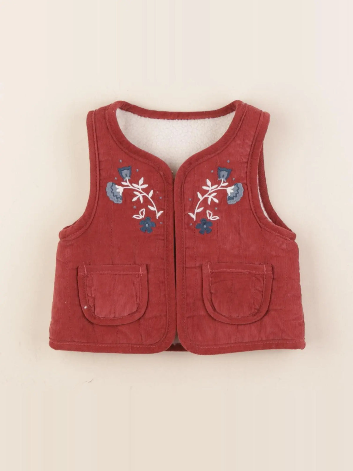 Sergent Major - gilet réversible rouge, blanc - 6 mois
