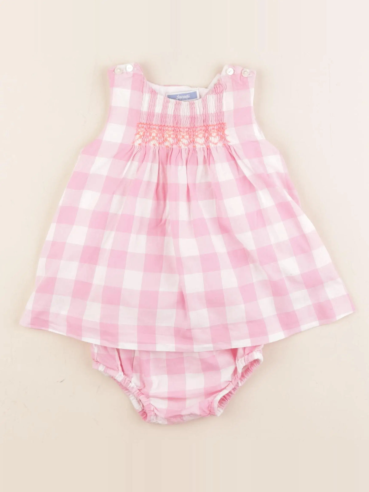 Jacadi - robe blanc, rose - 6 mois
