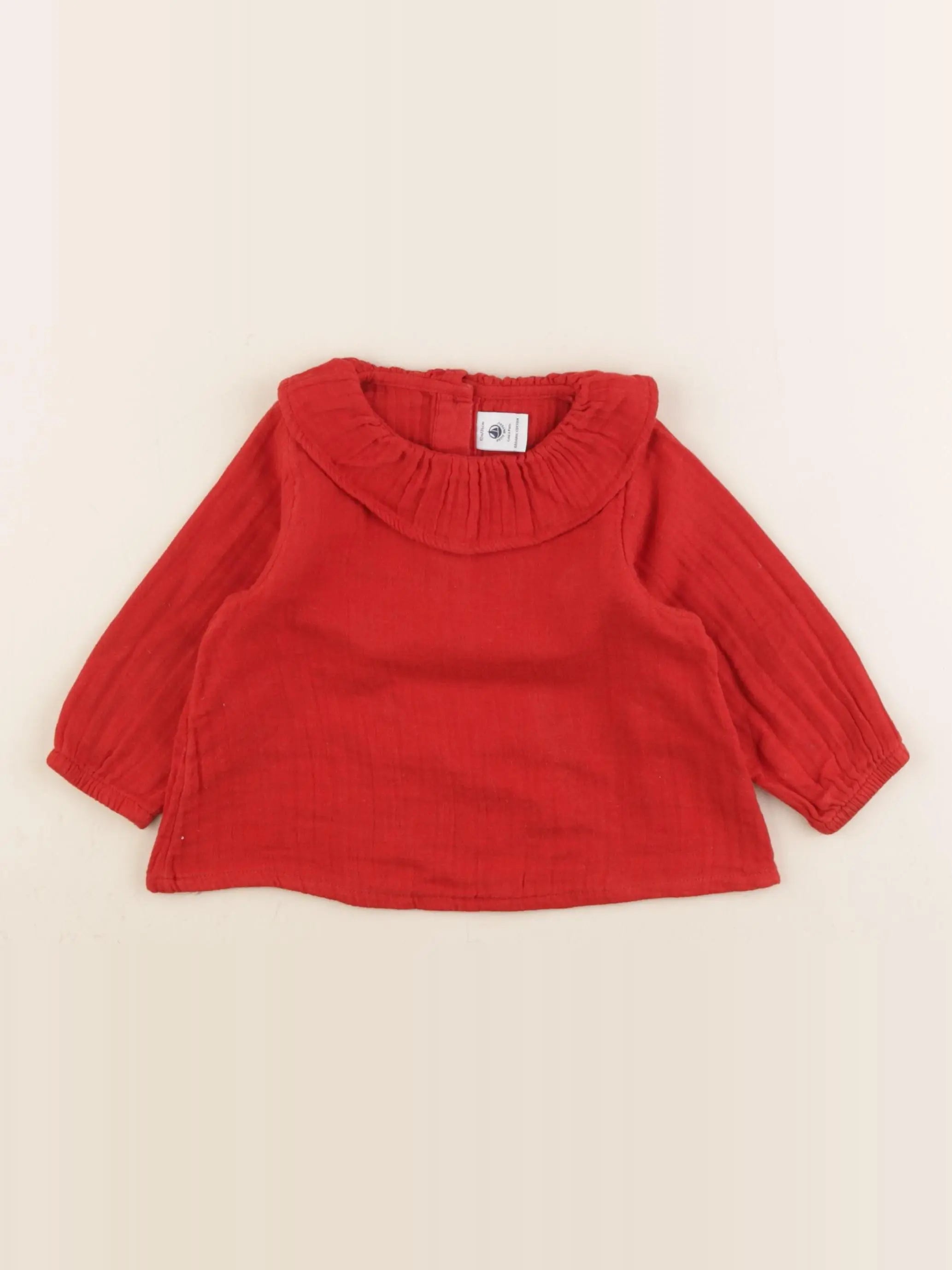Petit Bateau - blouse rouge - 12 mois
