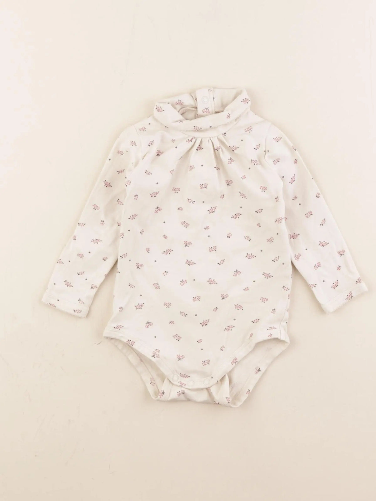 Vertbaudet - body à col beige - 9 mois