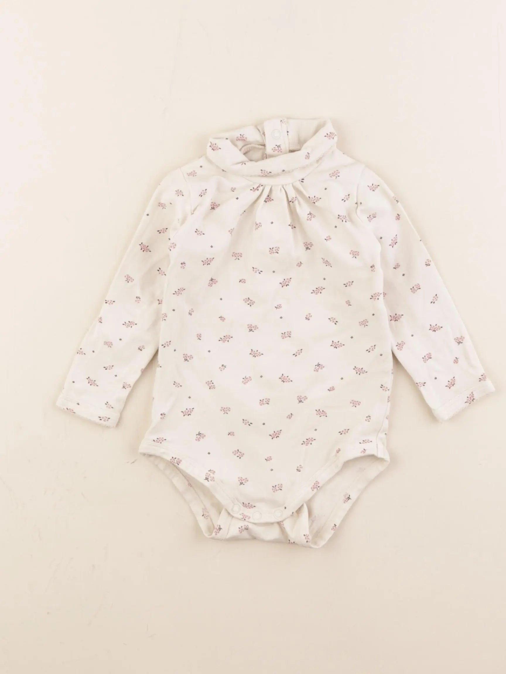Vertbaudet - body à col beige - 9 mois
