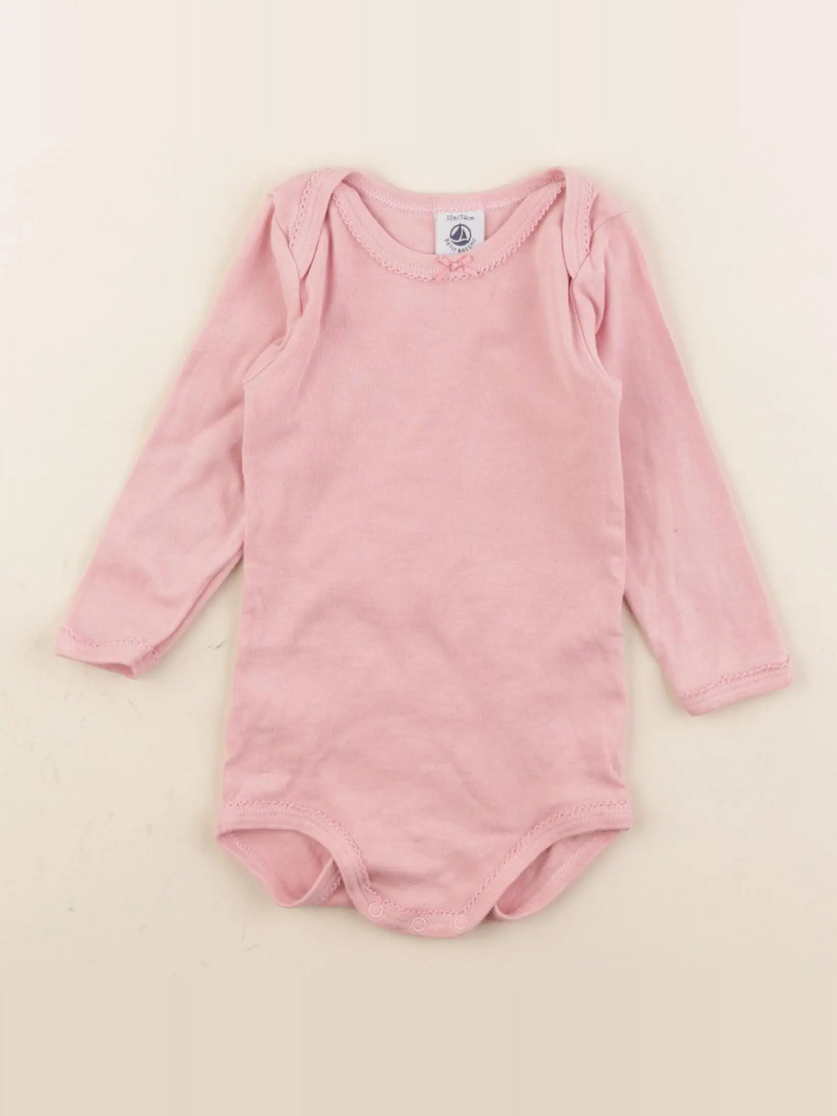 Petit Bateau - body rose - 12 mois