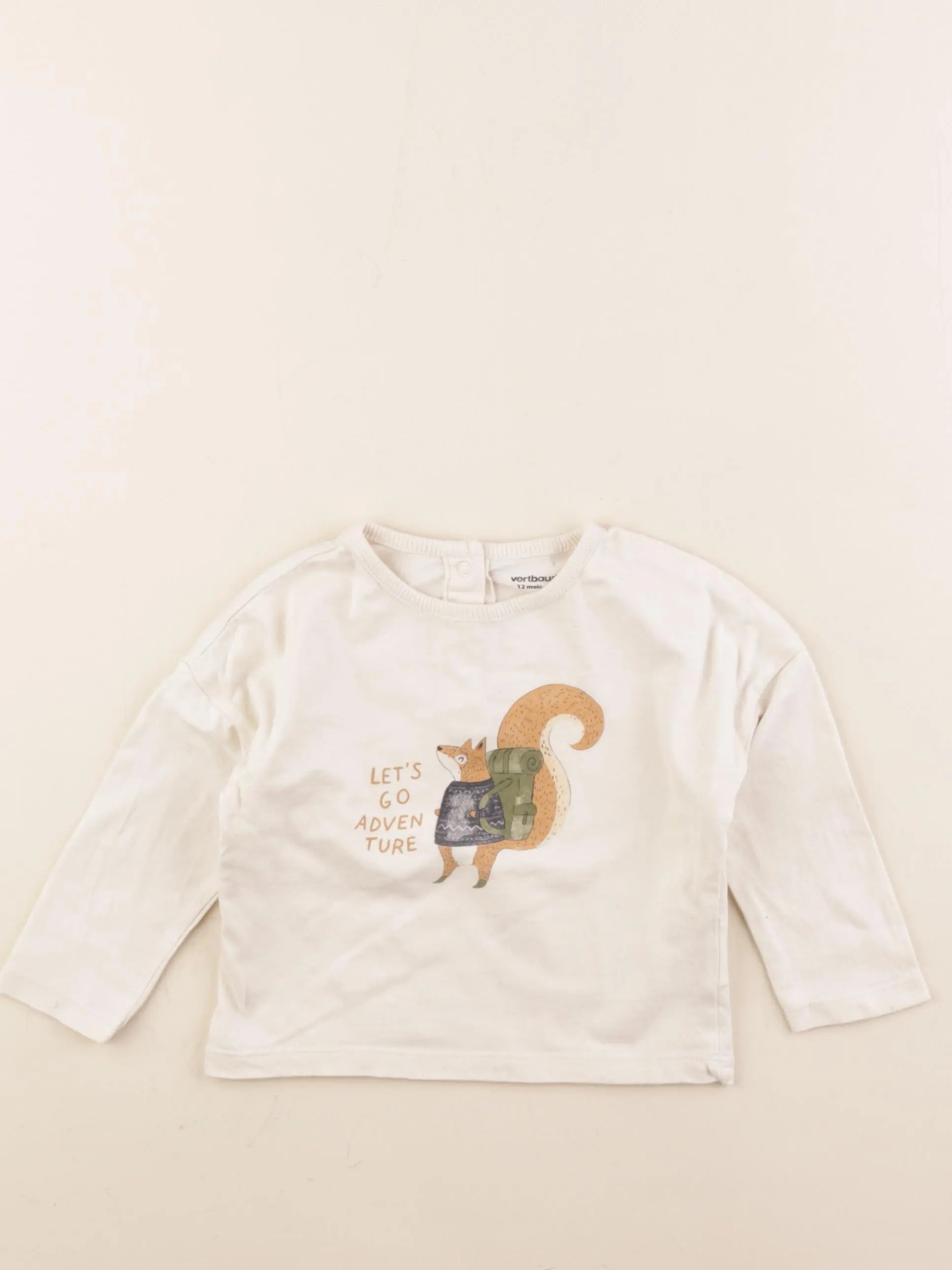 Vertbaudet - tee-shirt beige - 12 mois