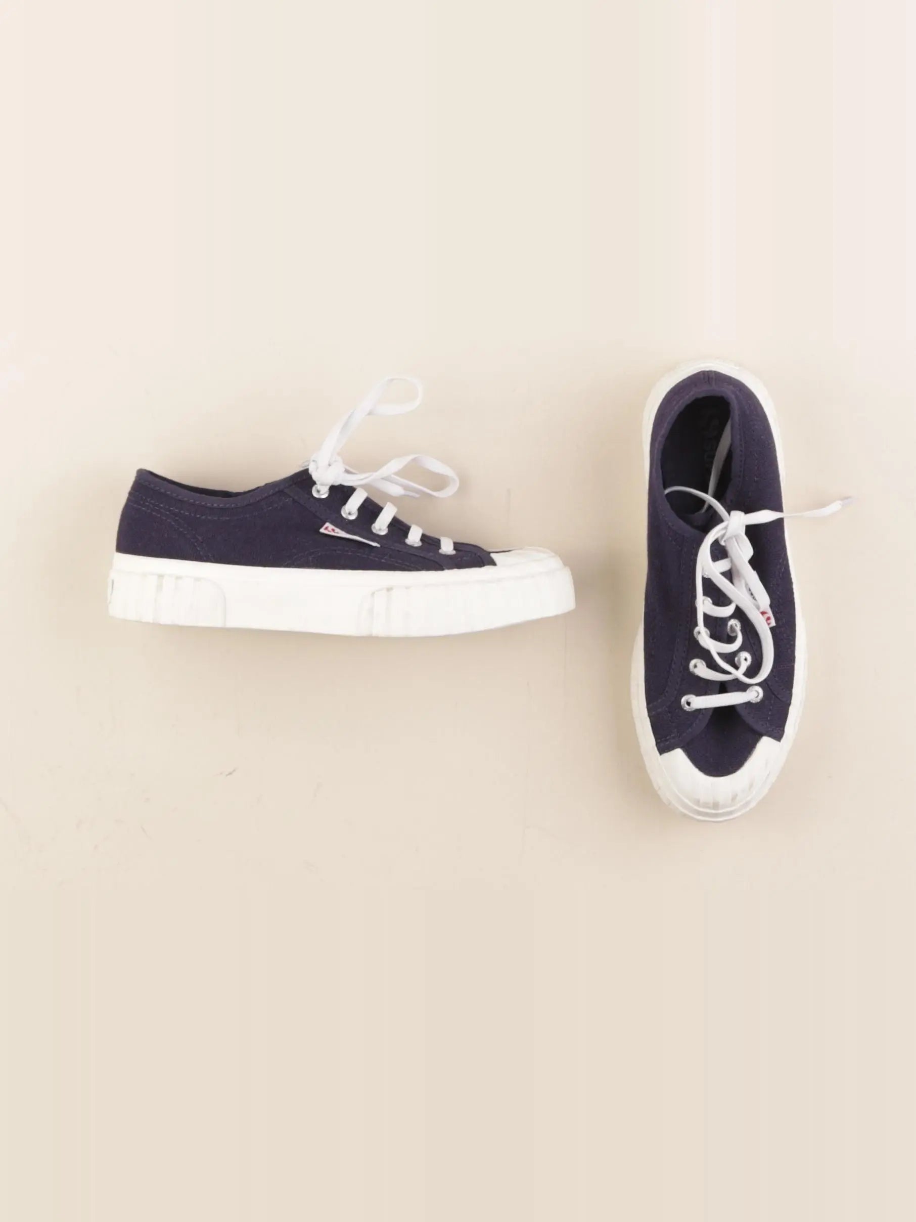 Superga - tennis à scratch/ lacets bleu - pointure 34
