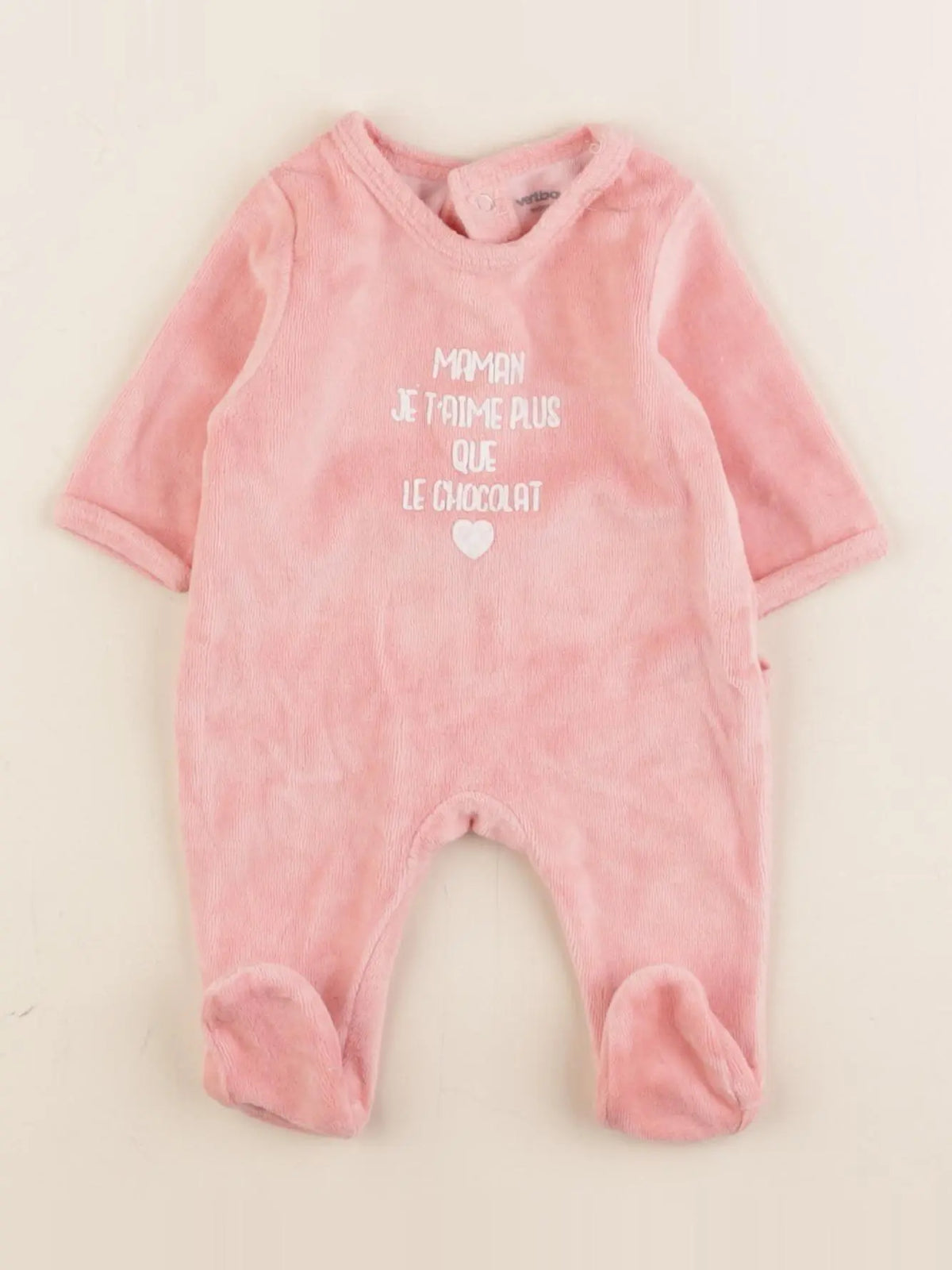 Vertbaudet - pyjama velours rose - 0 mois