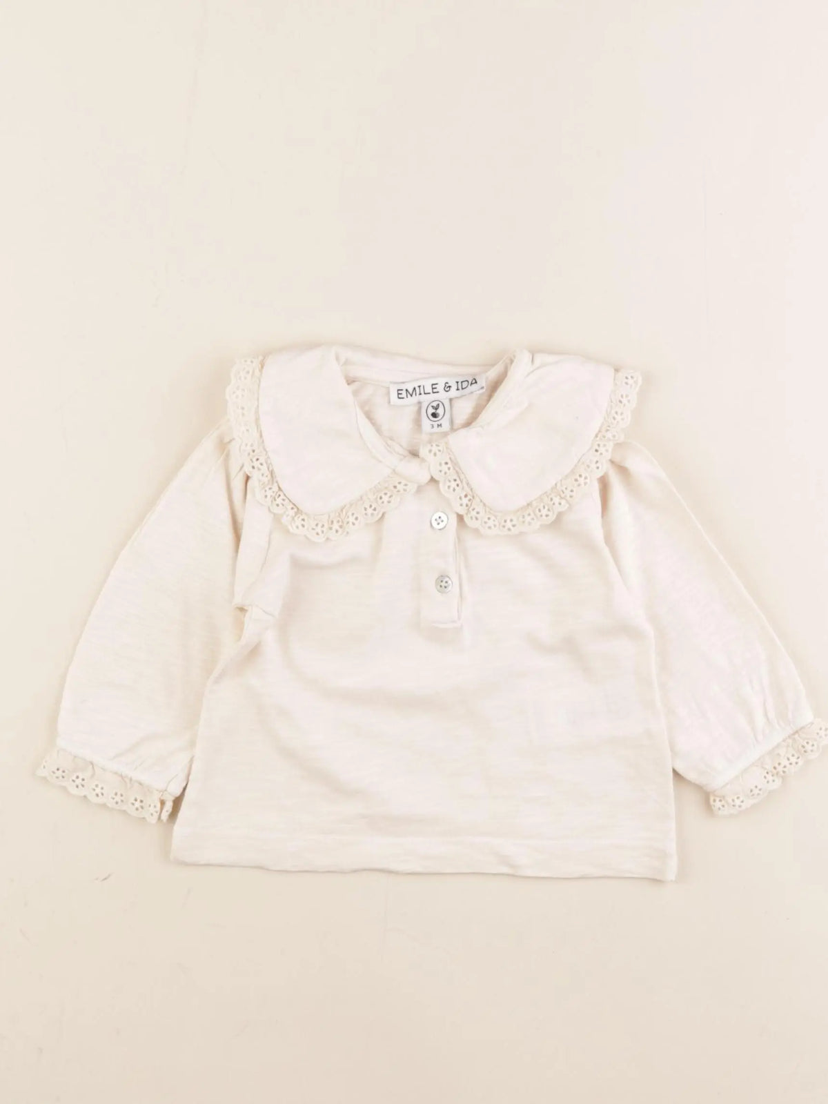 Emile et Ida - tee-shirt beige - 3 mois