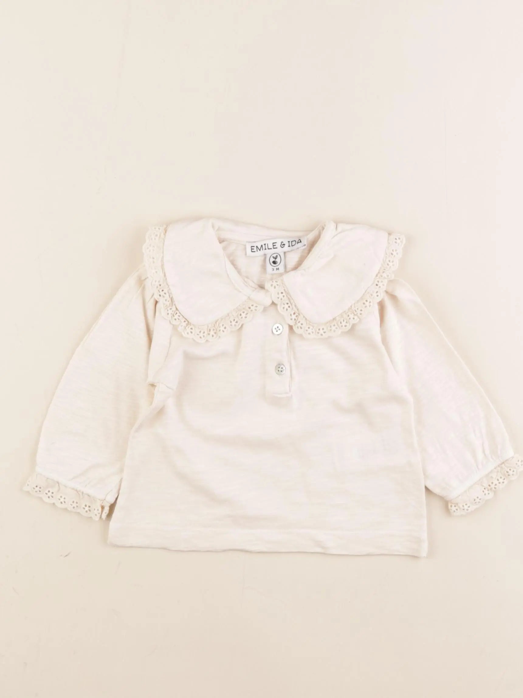 Emile et Ida - tee-shirt beige - 3 mois