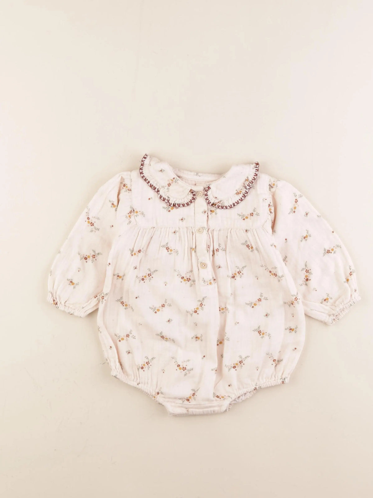 Bonheur du jour - combinaison coton beige - 6 mois