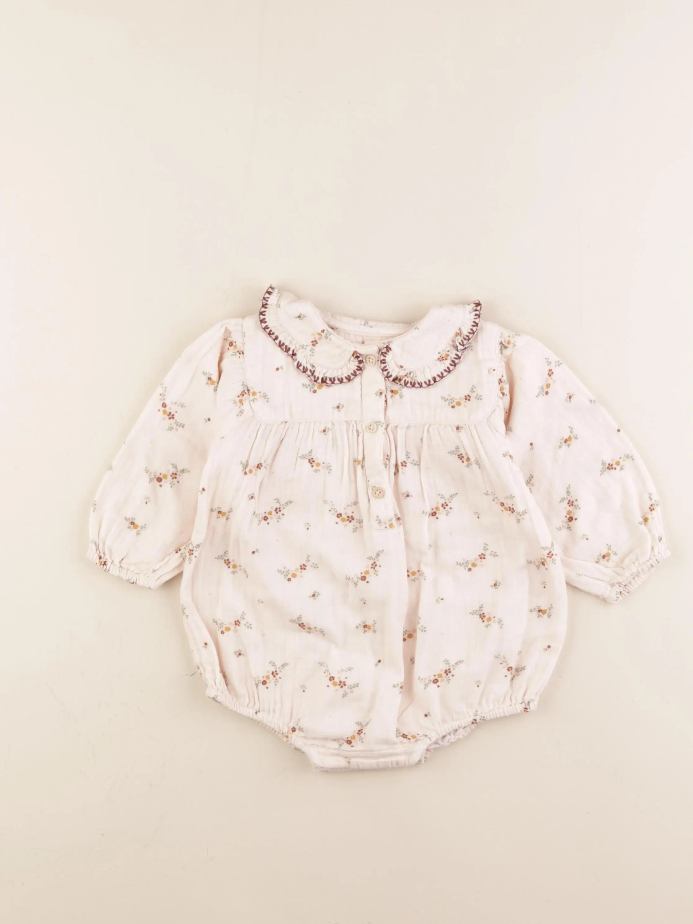 Bonheur du jour - combinaison coton beige - 6 mois
