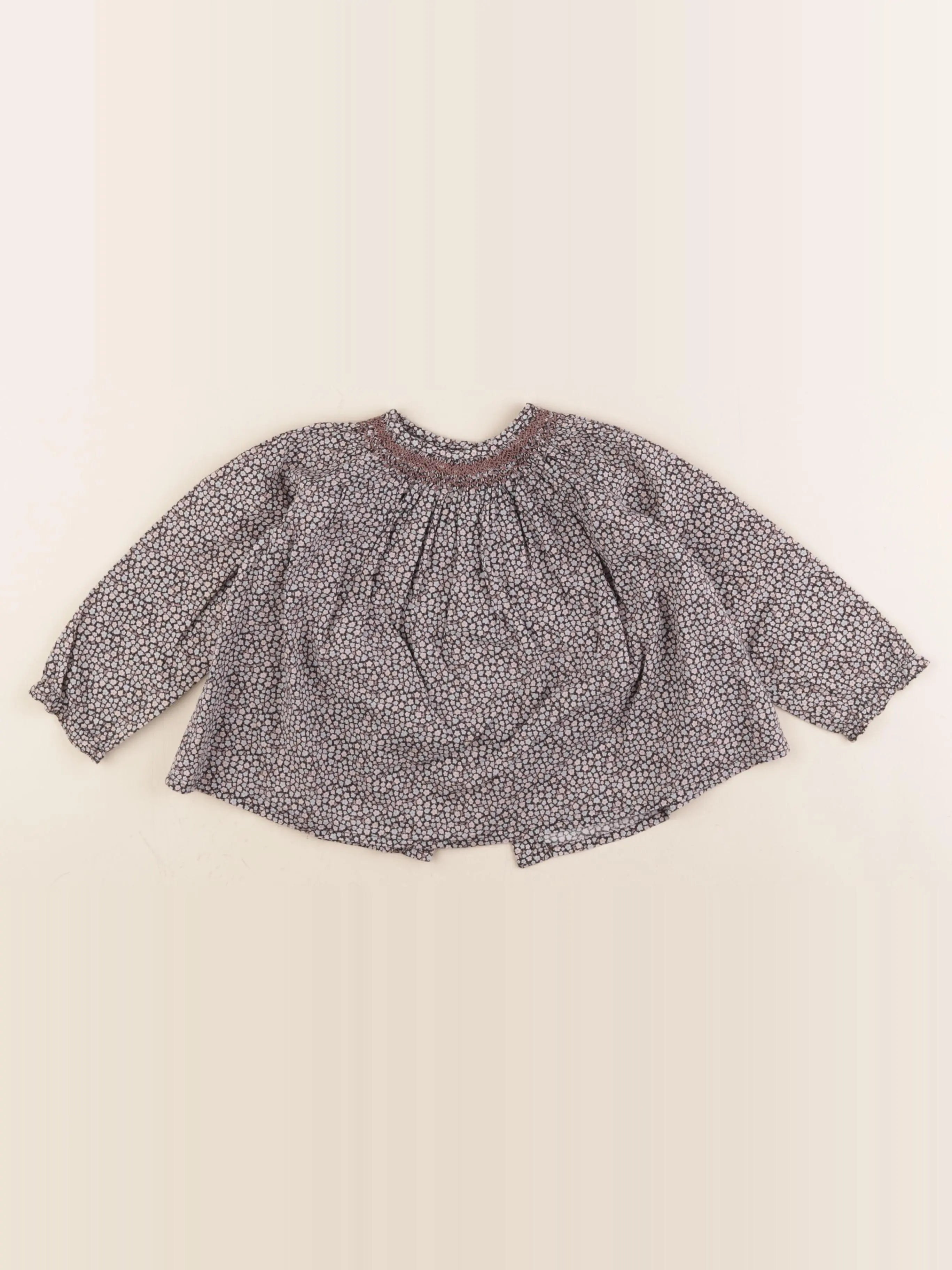 Bonpoint - blouse bleu, marron - 2 ans