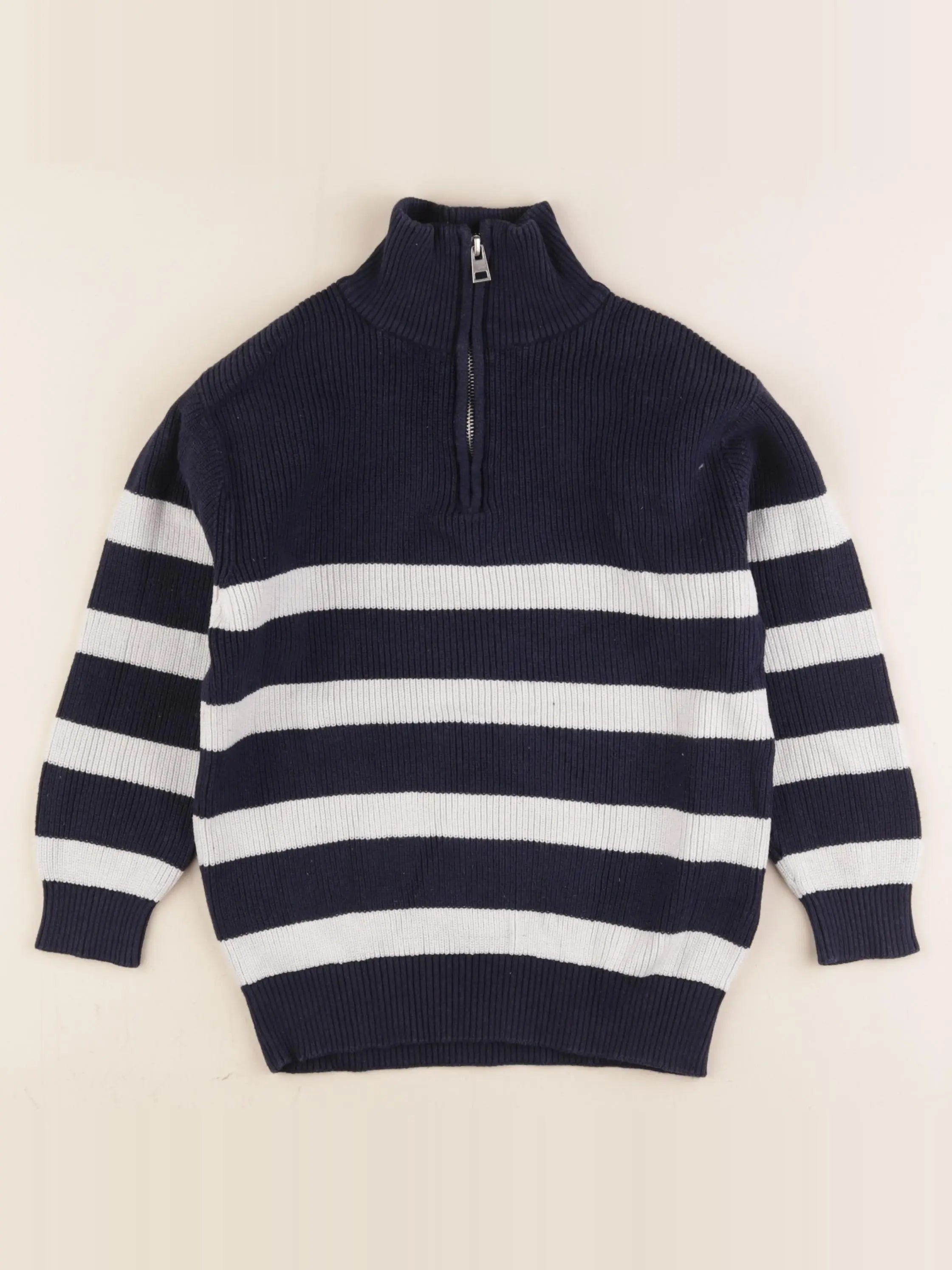 Zara - pull blanc, bleu - 6/7 ans