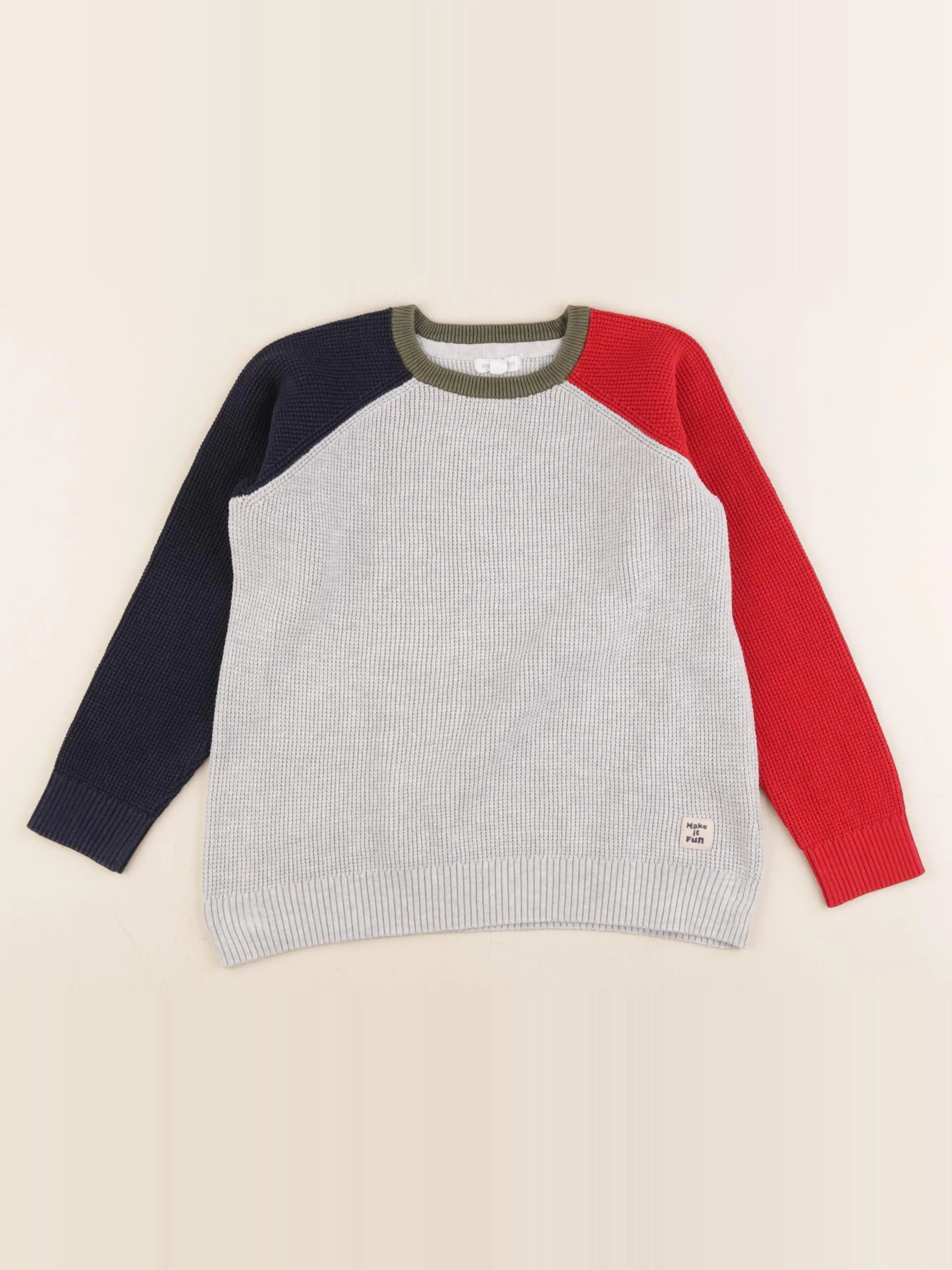 Vertbaudet - pull gris - 8 ans