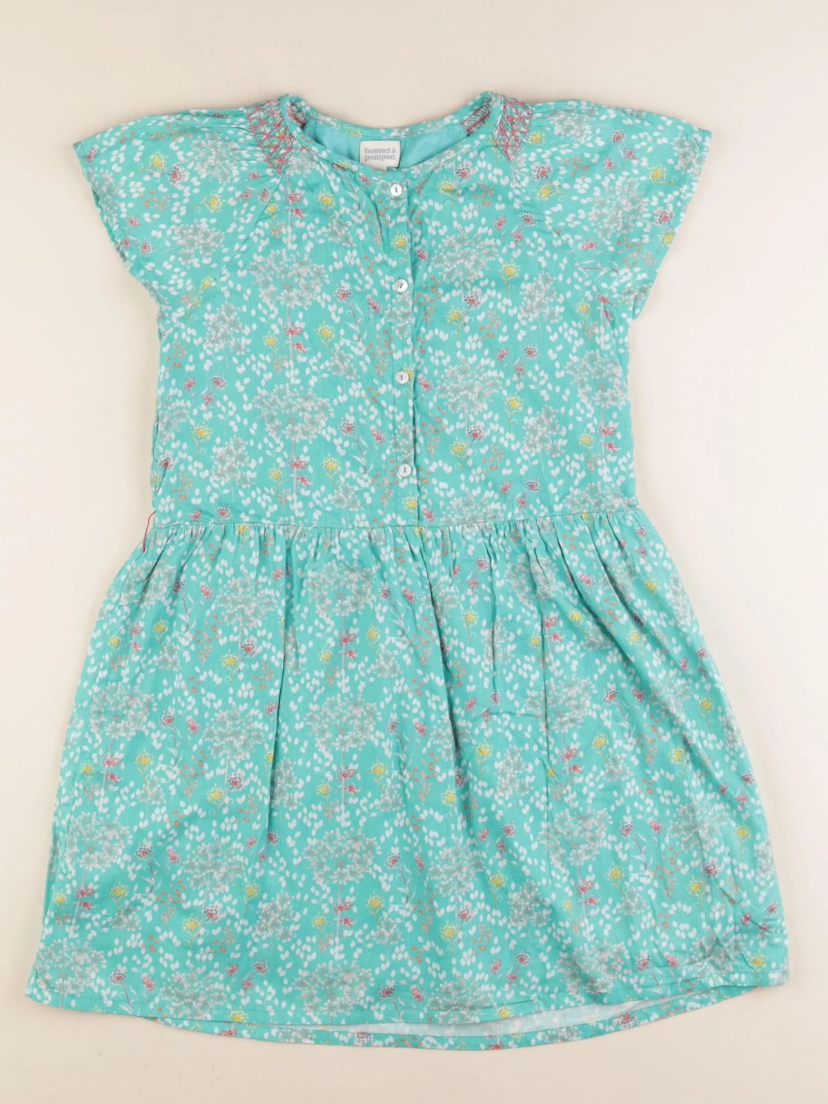 Bonnet à Pompon - robe vert - 10 ans