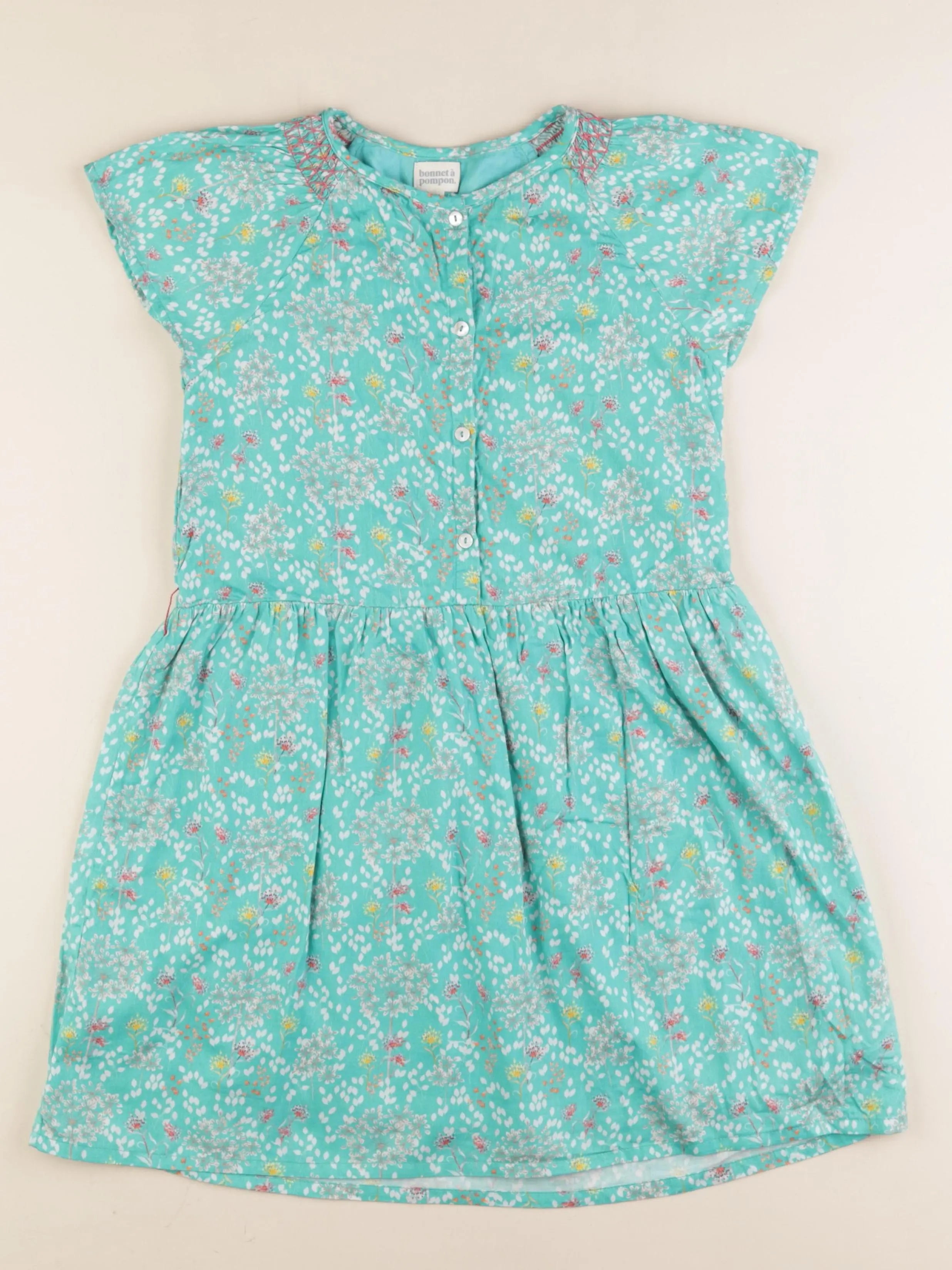 Bonnet à Pompon - robe vert - 10 ans