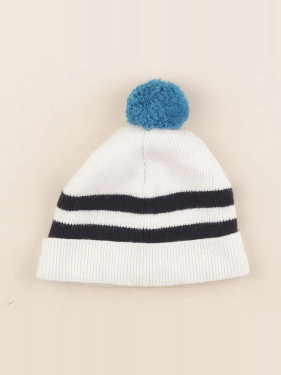 Jacadi - bonnet blanc, bleu - 6 mois