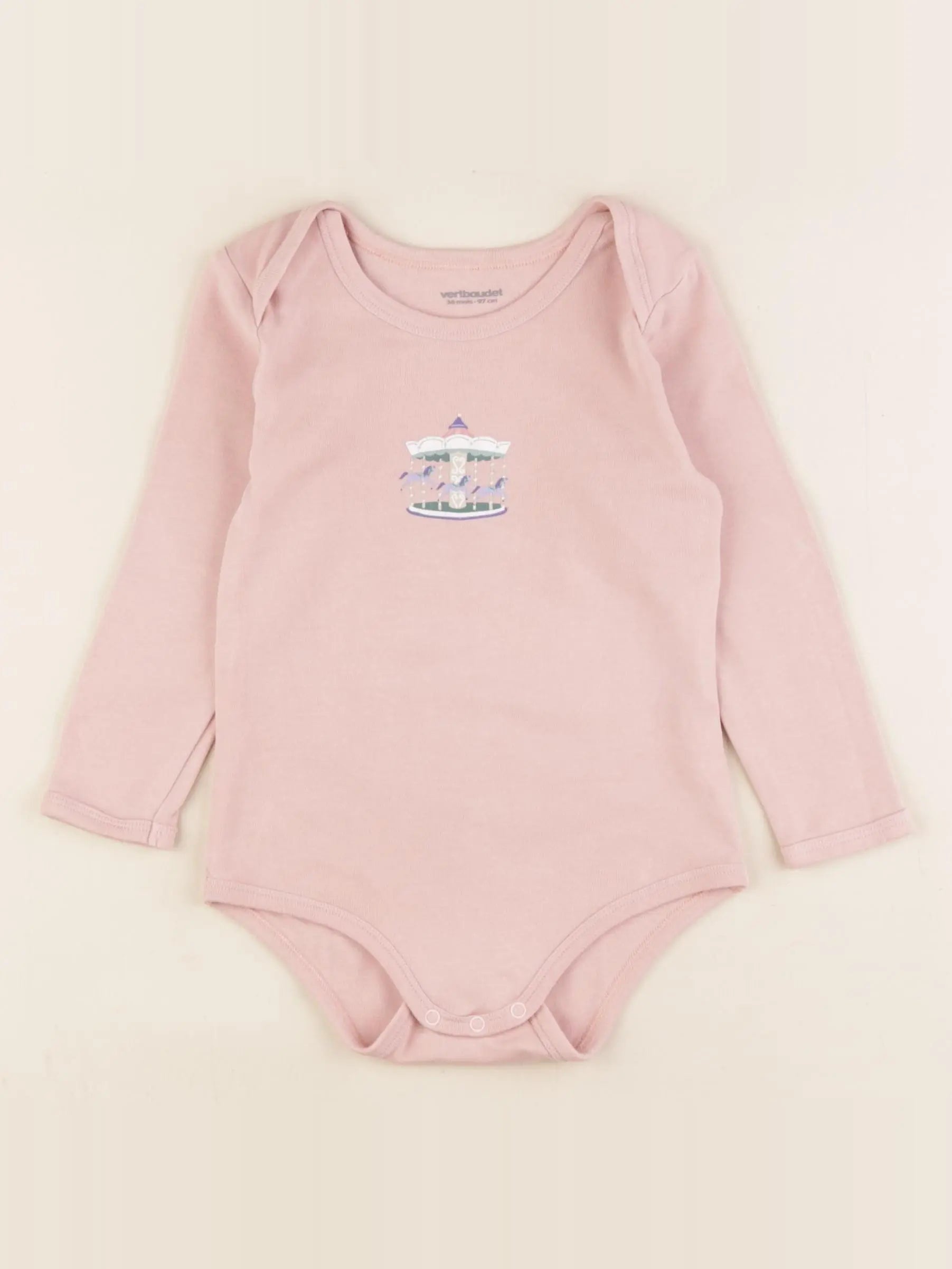Vertbaudet - body blanc, rose - 36 mois