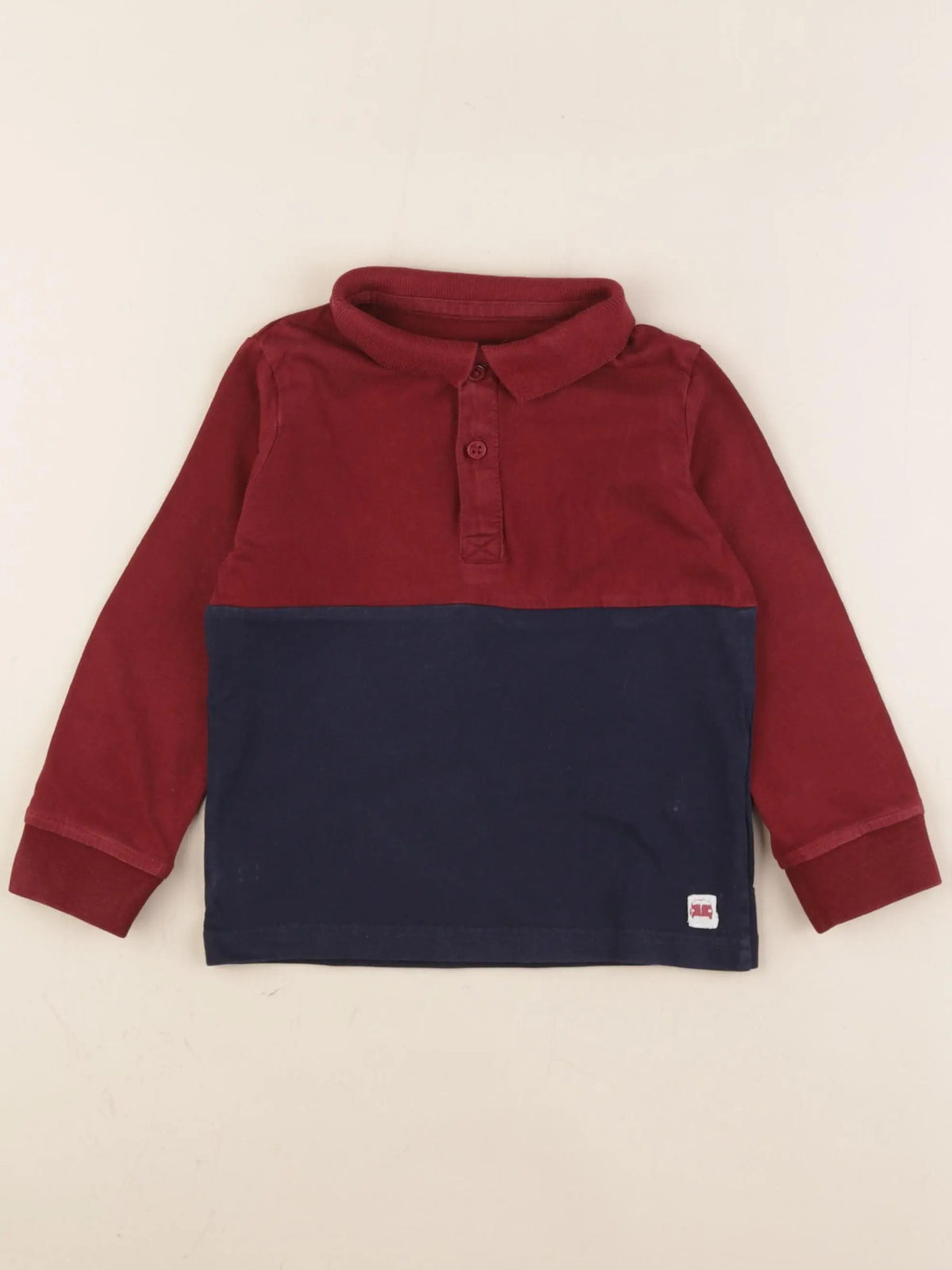 Vertbaudet - polo bleu, rouge - 3 ans