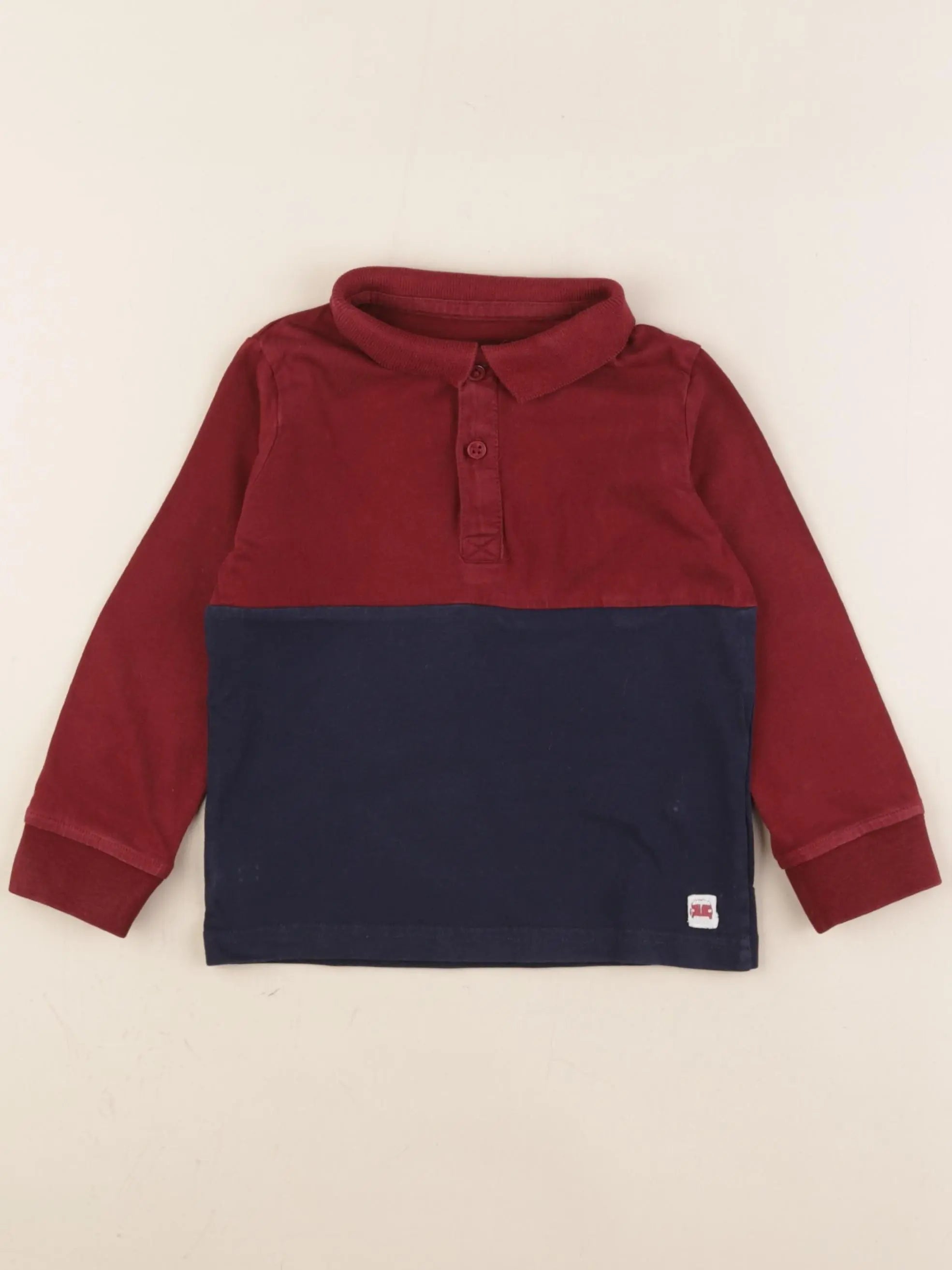 Vertbaudet - polo bleu, rouge - 3 ans