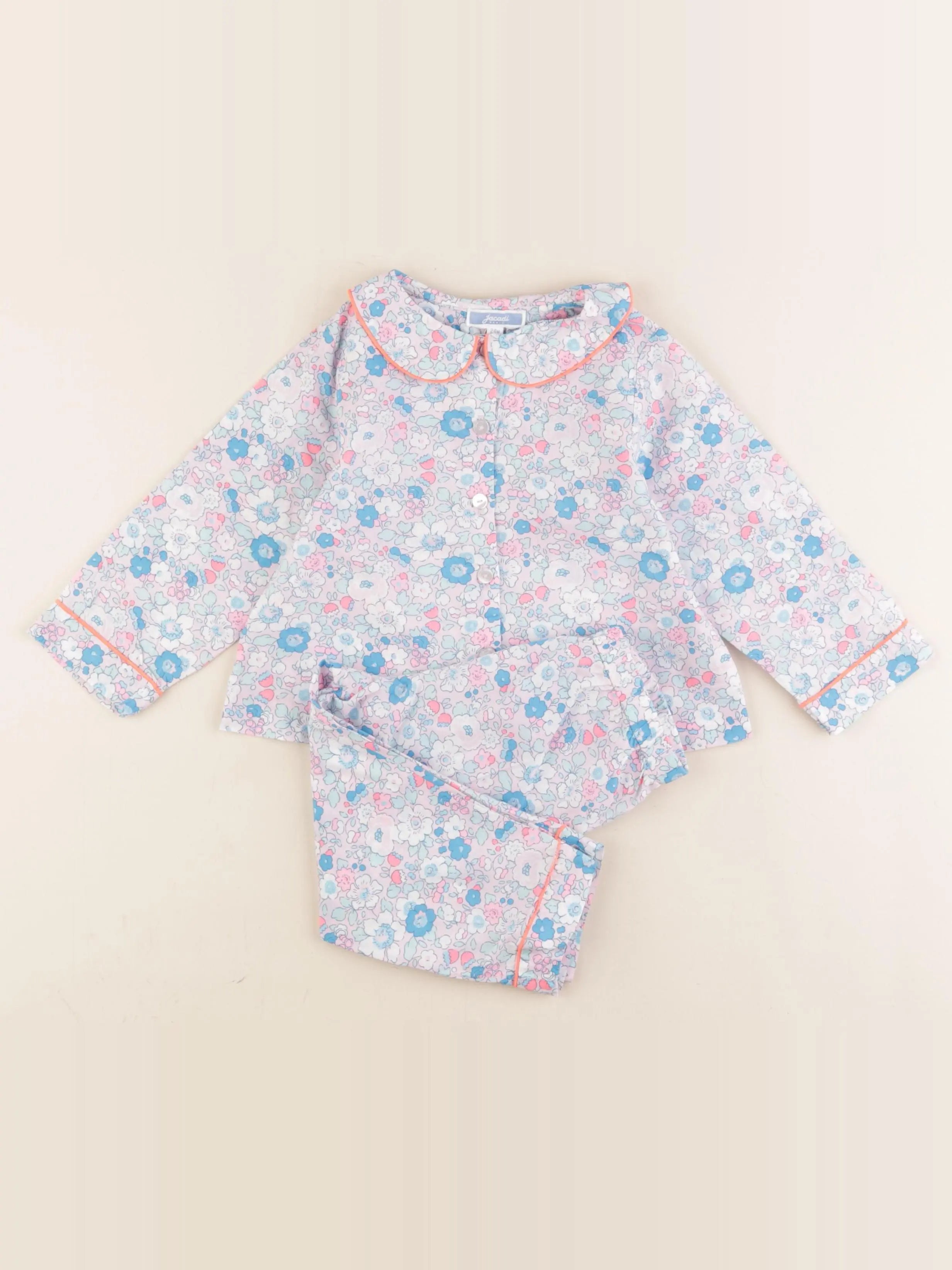 Jacadi - pyjama liberty coton bleu - 24 mois