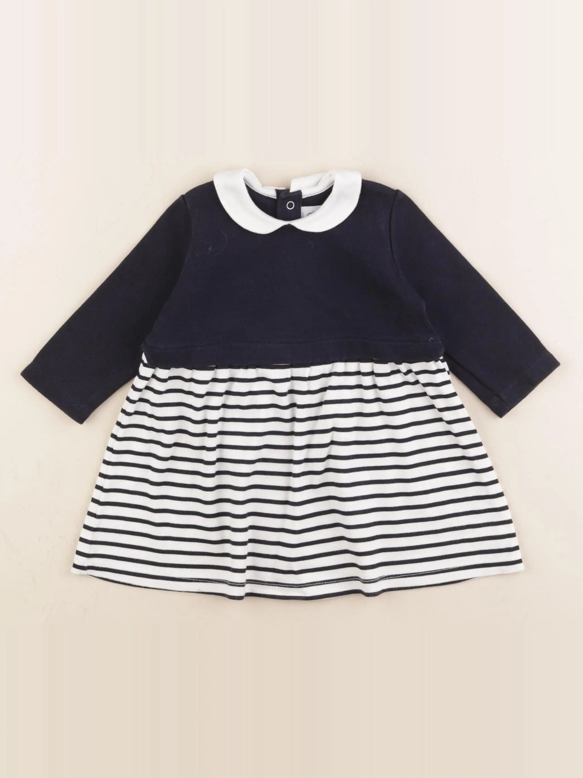 Petit Bateau - robe bleu, blanc - 6 mois