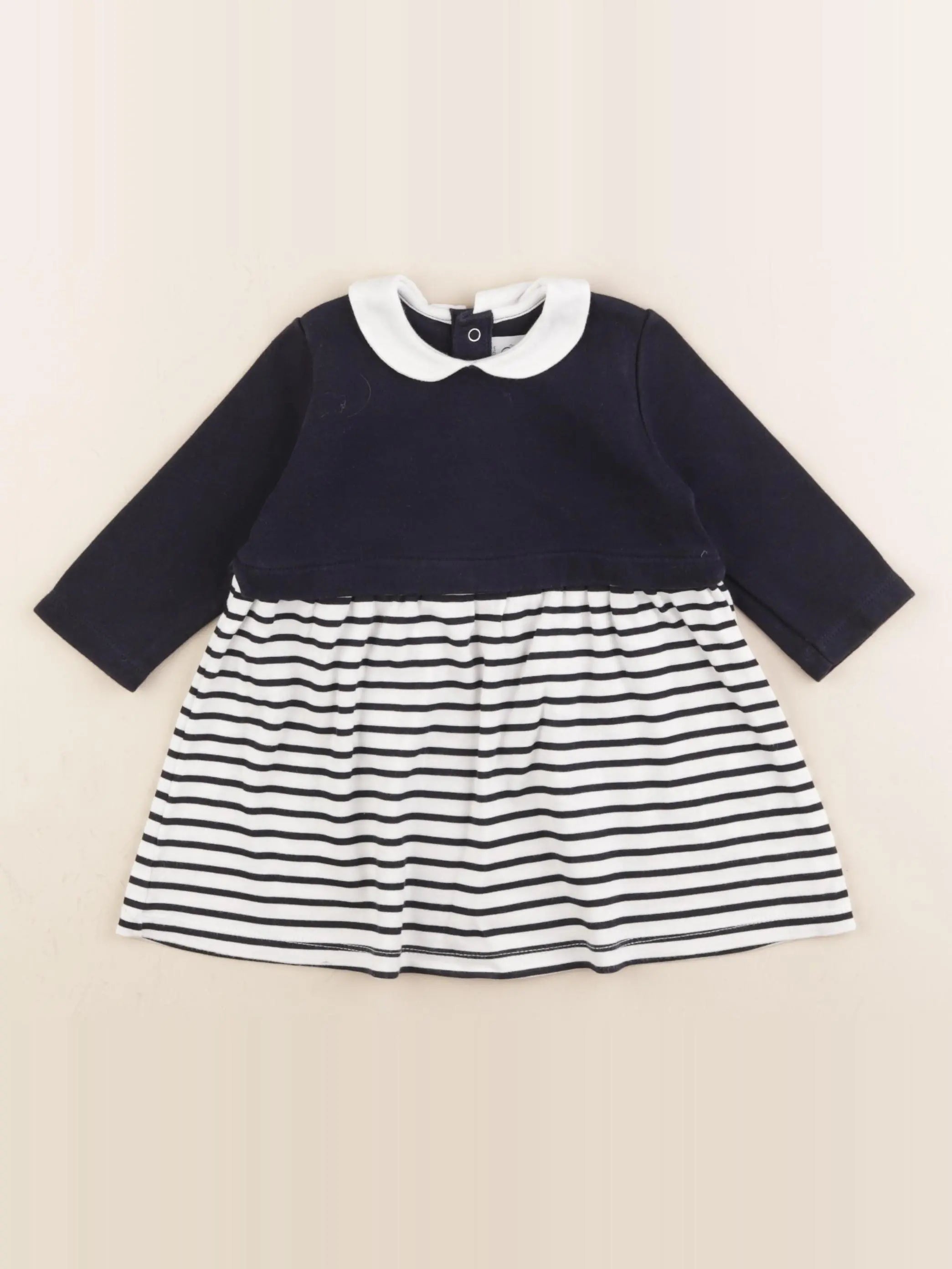 Petit Bateau - robe bleu, blanc - 6 mois