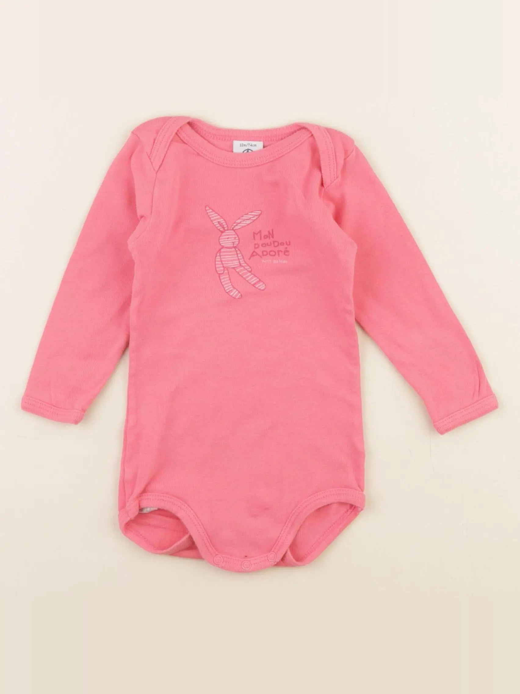 Petit Bateau - body rose - 12 mois