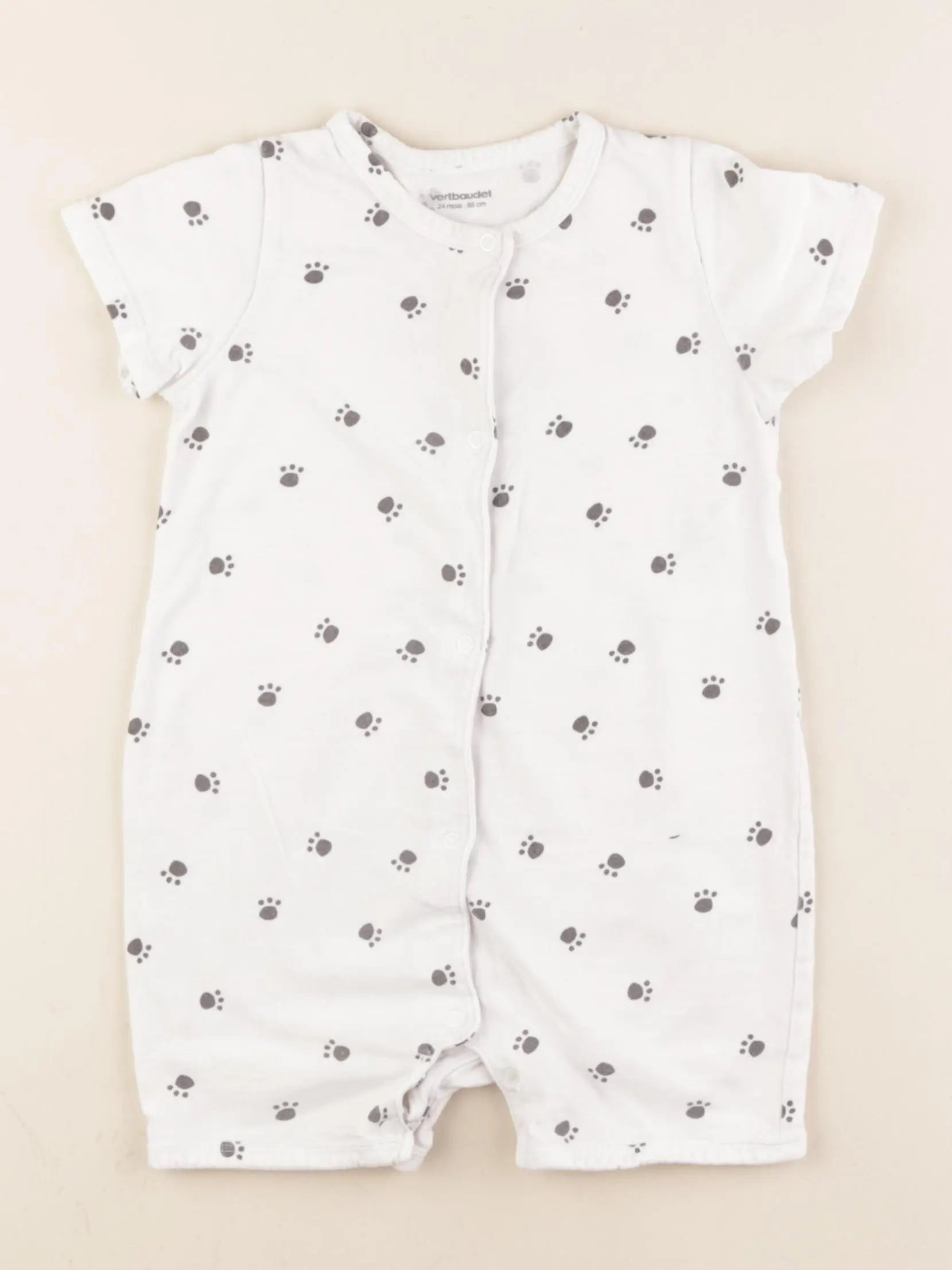 Vertbaudet - pyjama coton blanc - 24 mois