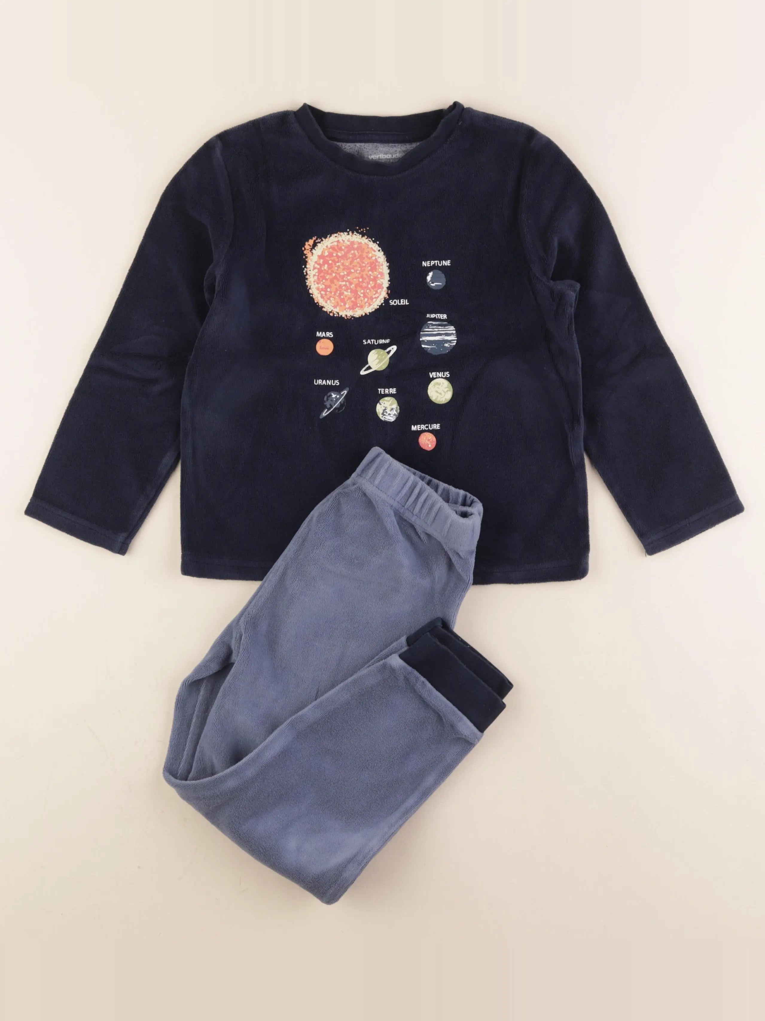Vertbaudet - pyjama velours bleu - 6 ans