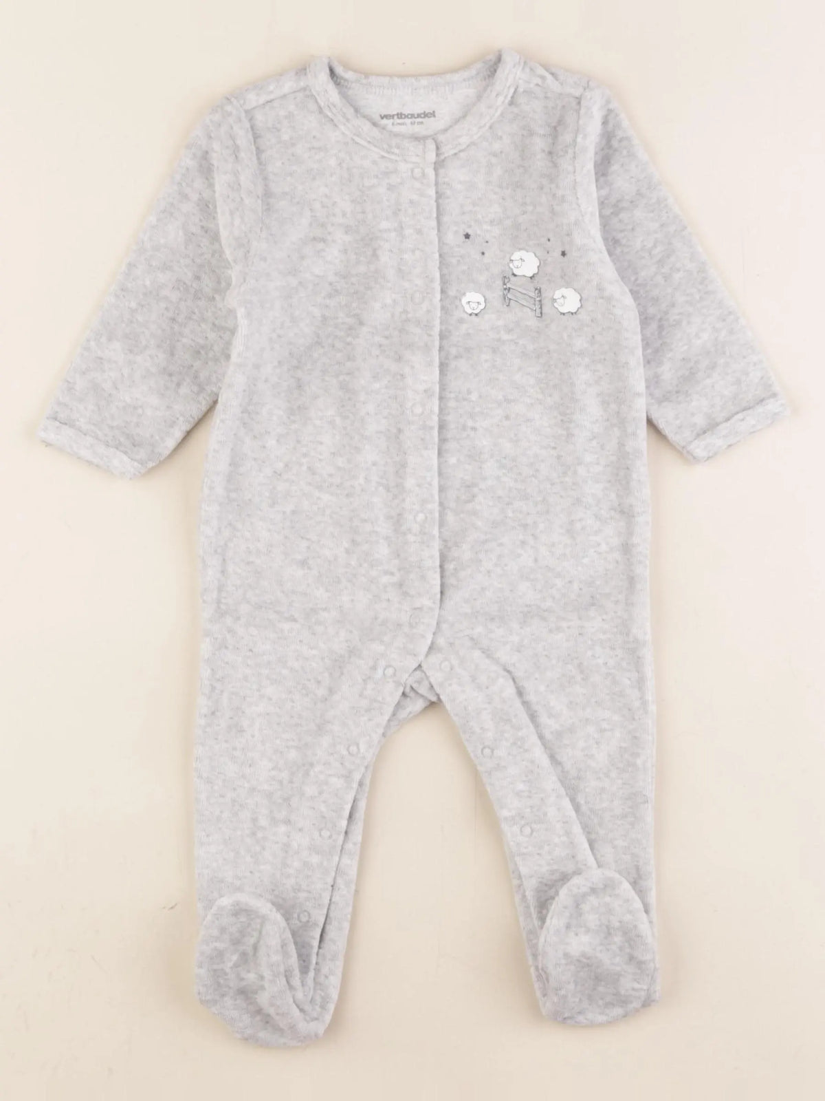Vertbaudet - pyjama velours gris - 6 mois