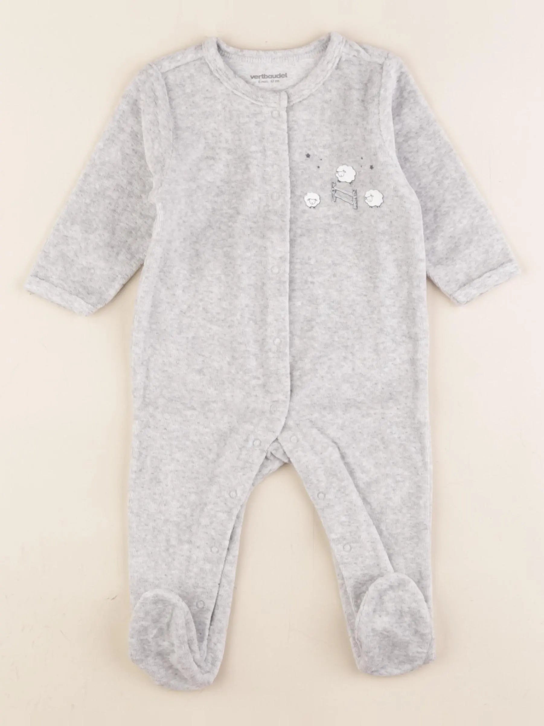 Vertbaudet - pyjama velours gris - 6 mois