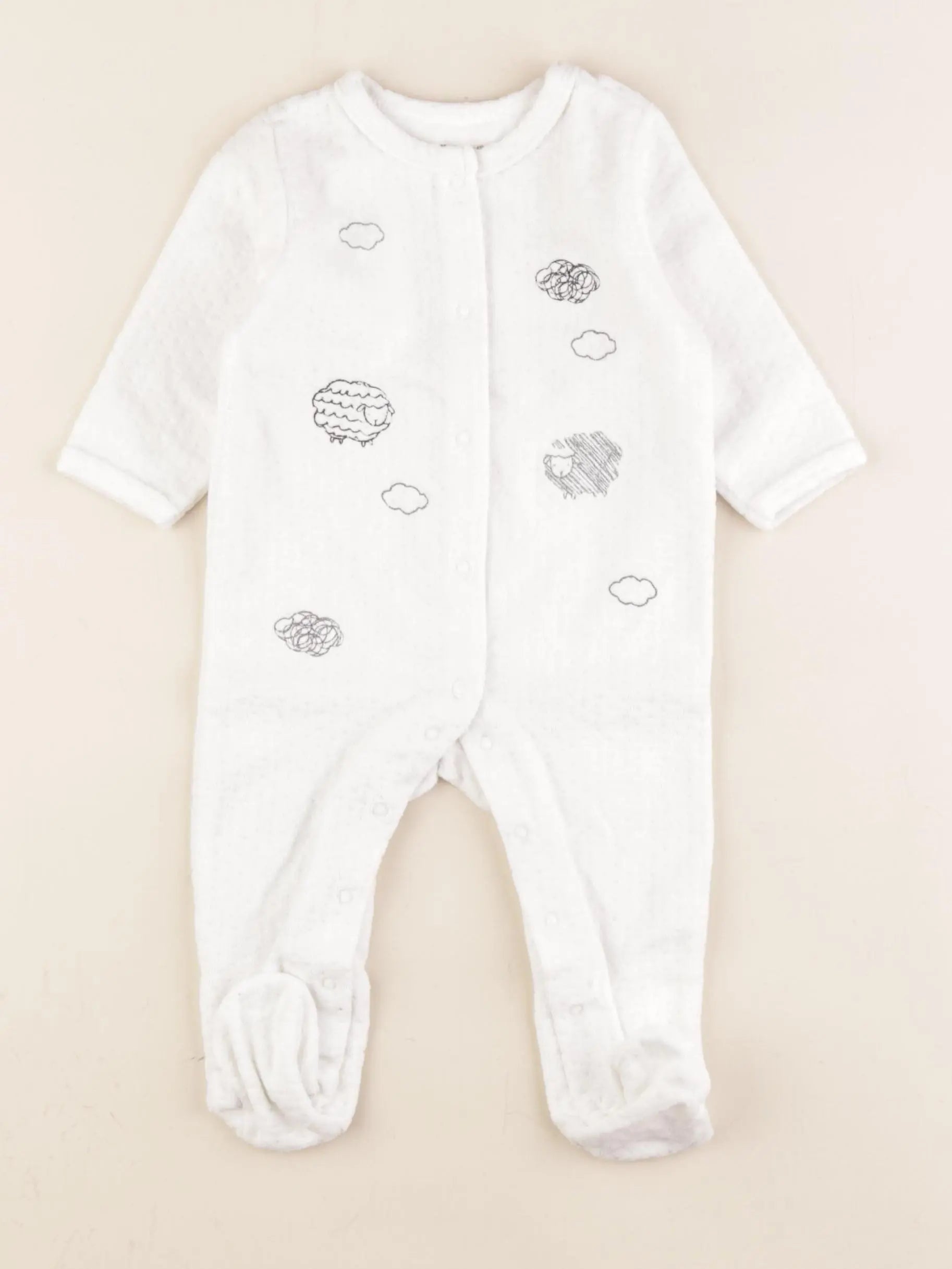 Vertbaudet - pyjama velours blanc - 6 mois