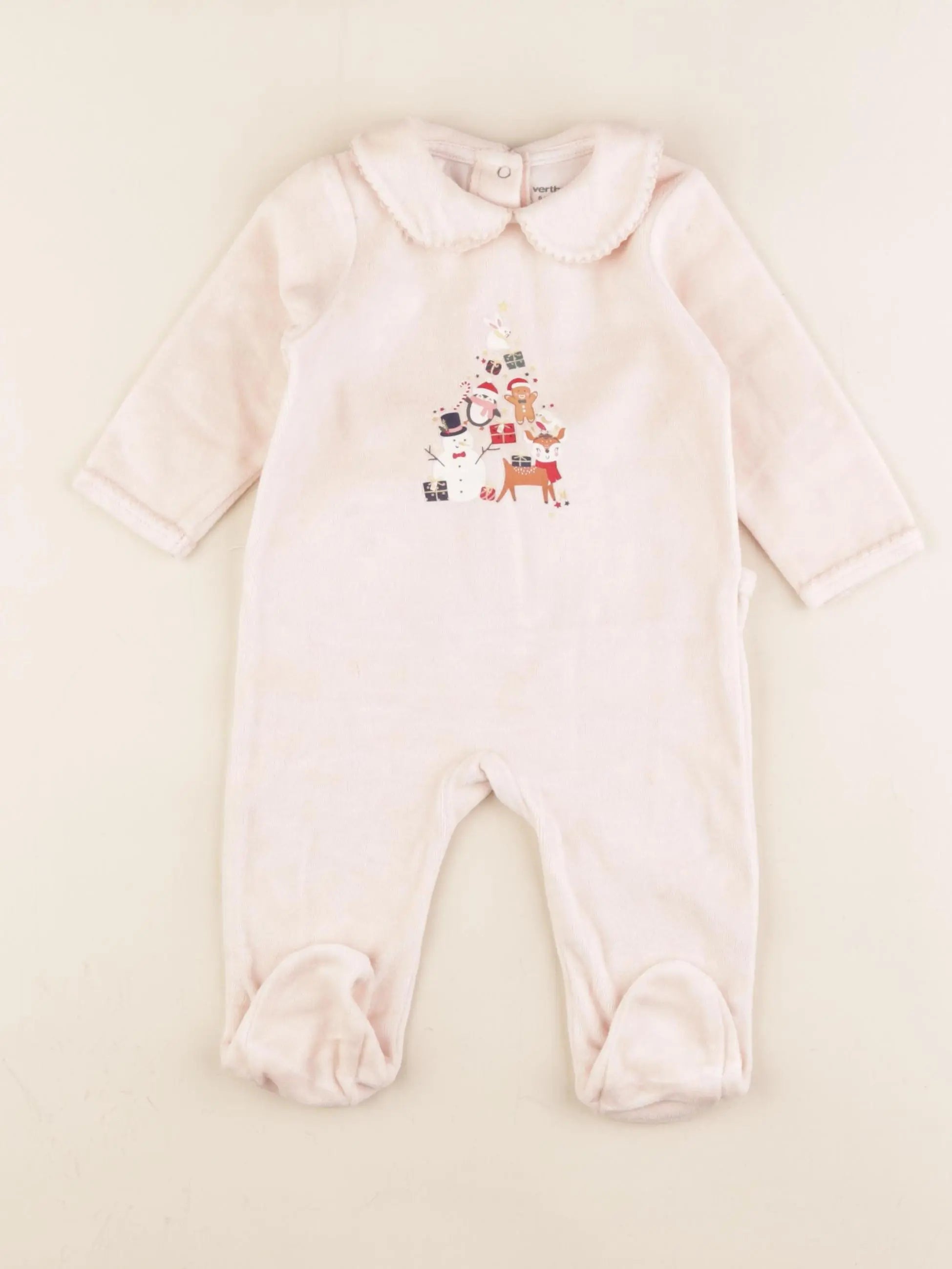 Vertbaudet - pyjama velours rose - 6 mois