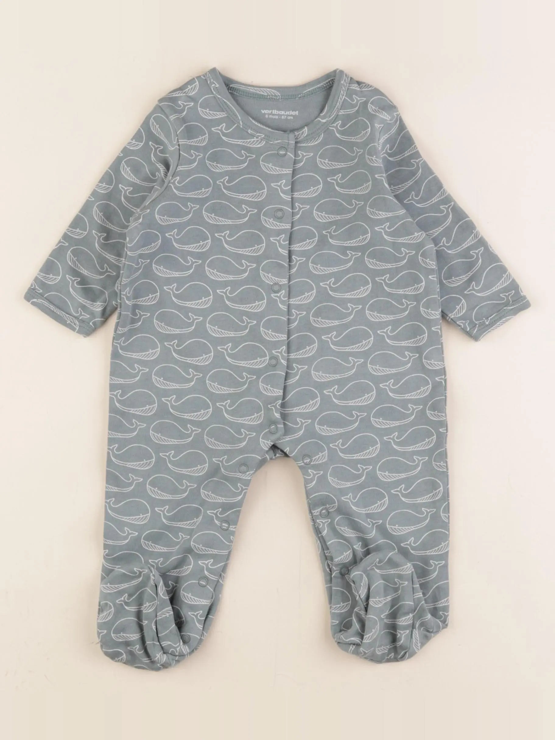 Vertbaudet - pyjama coton vert - 6 mois