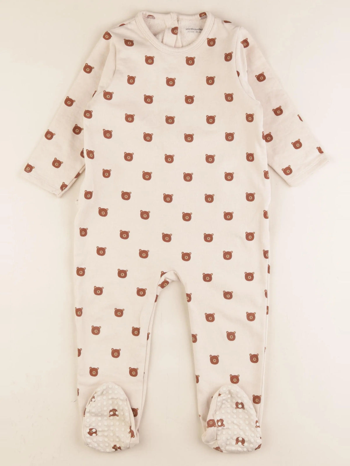 Vertbaudet - pyjama coton beige, marron - 24 mois
